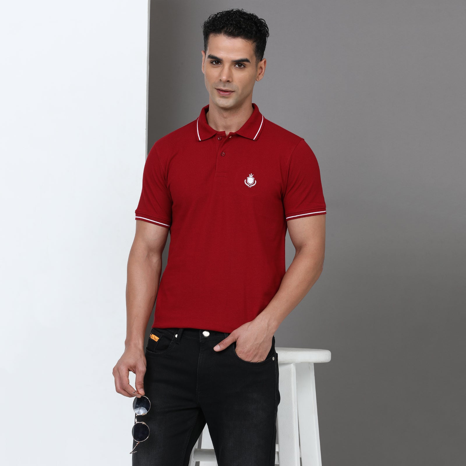 Solid Men Slim Fit Polo T-Shirt