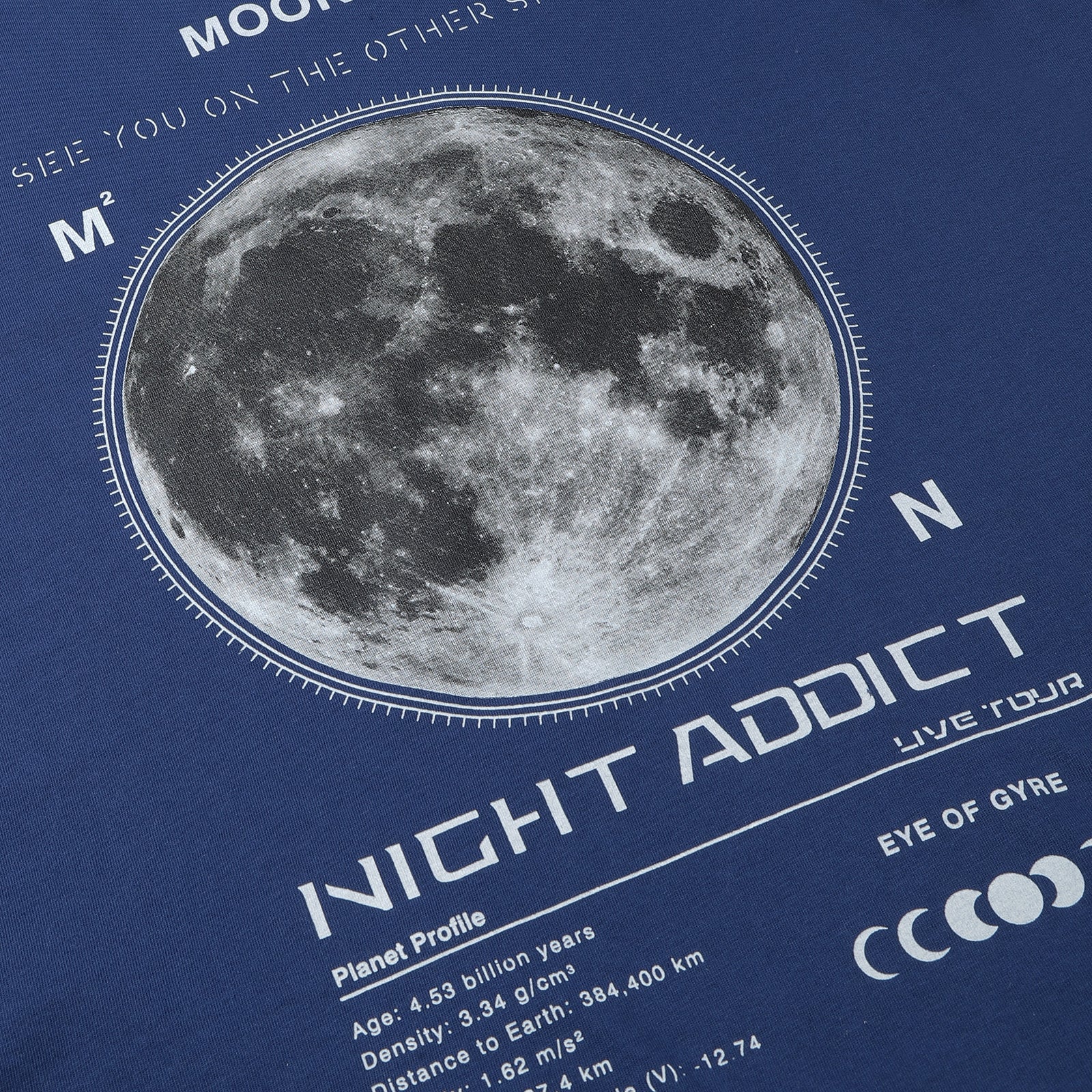 Men's Navy Poeny  Night Addict Graphic Print  Crew Neck T-Shirt