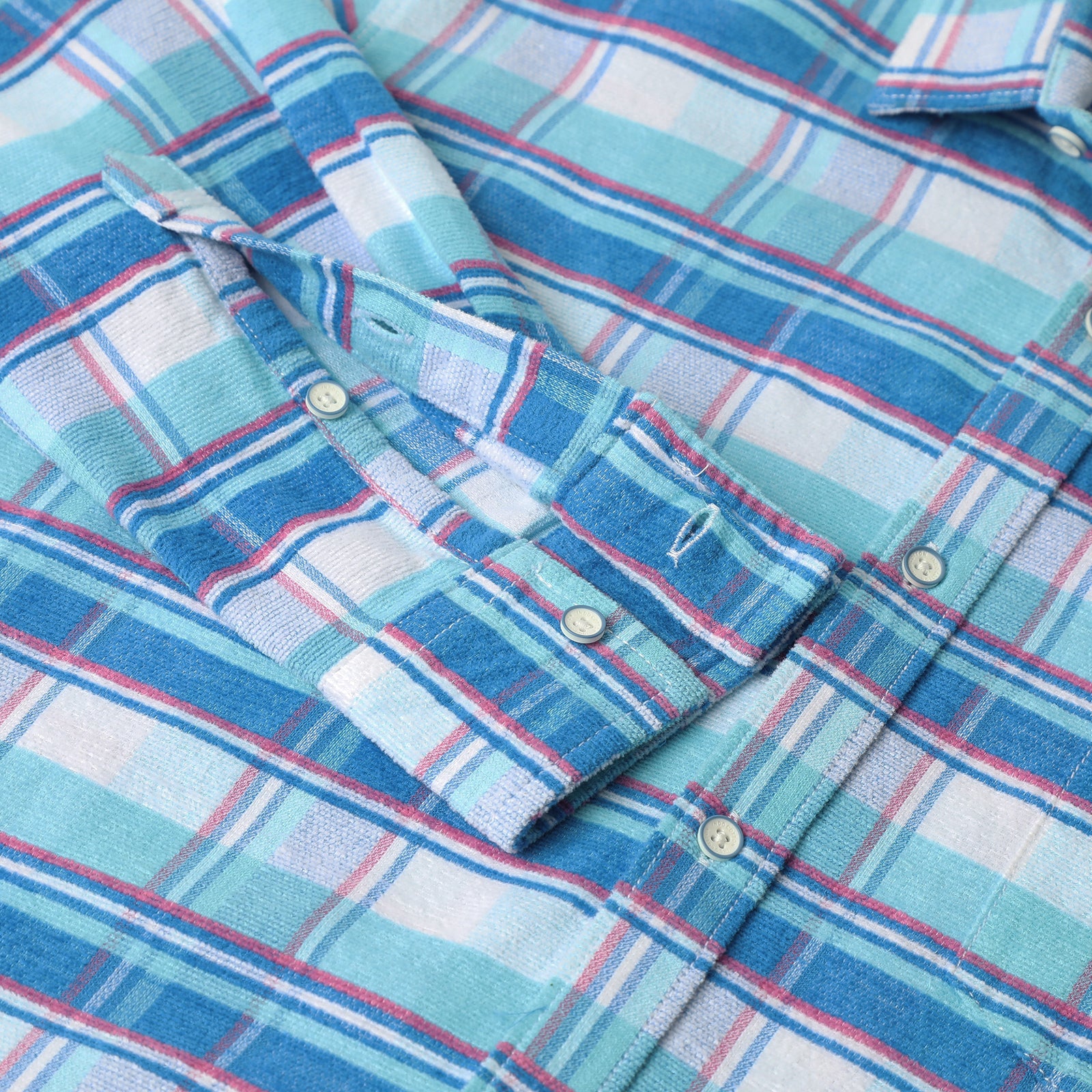 Aqua Blue And White Checks Full Sleeve Shirt