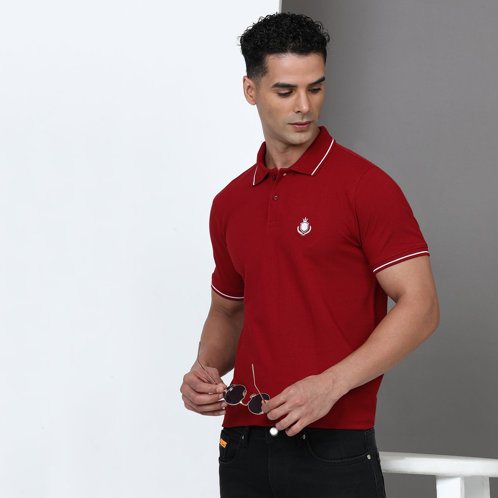 Solid Men Slim Fit Polo T-Shirt