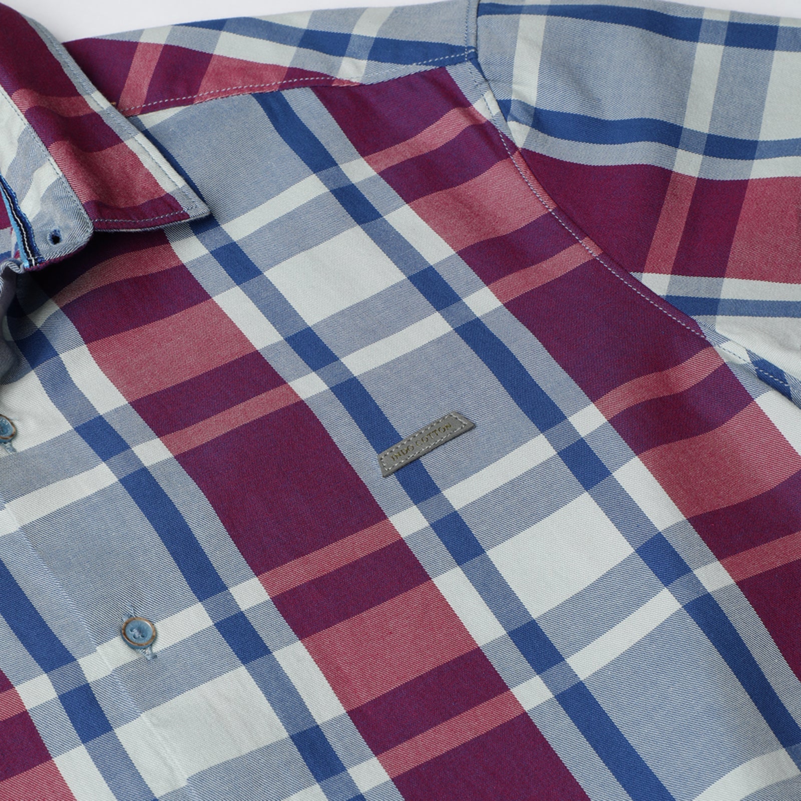 Purple & Blue Half Sleeve Checks Shirt