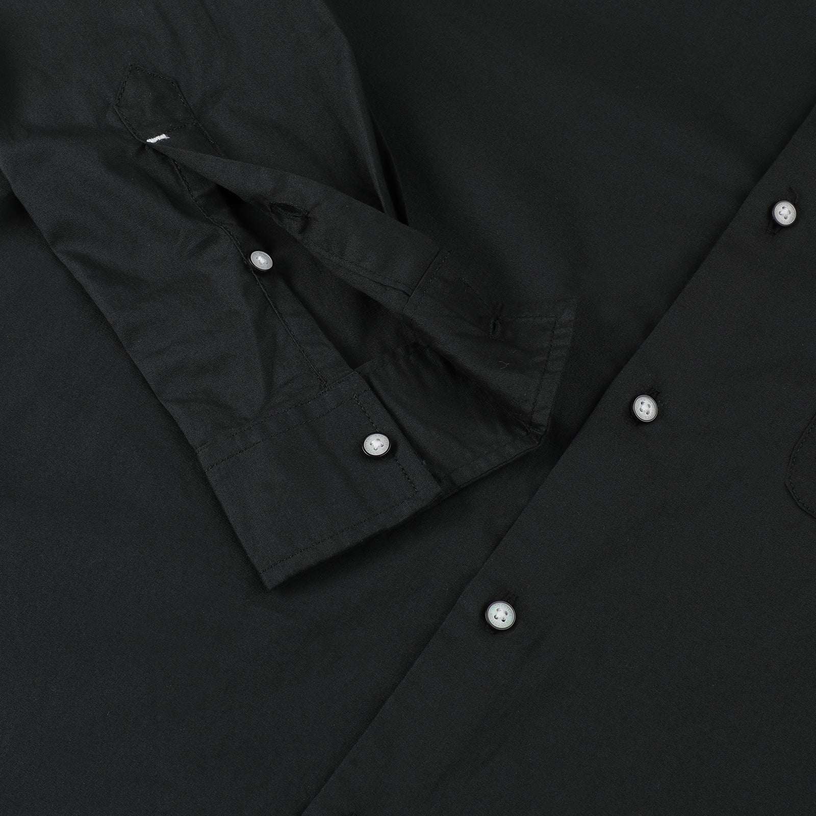 Black Solid Mandarin Collar Full Sleeve Casual Shirt