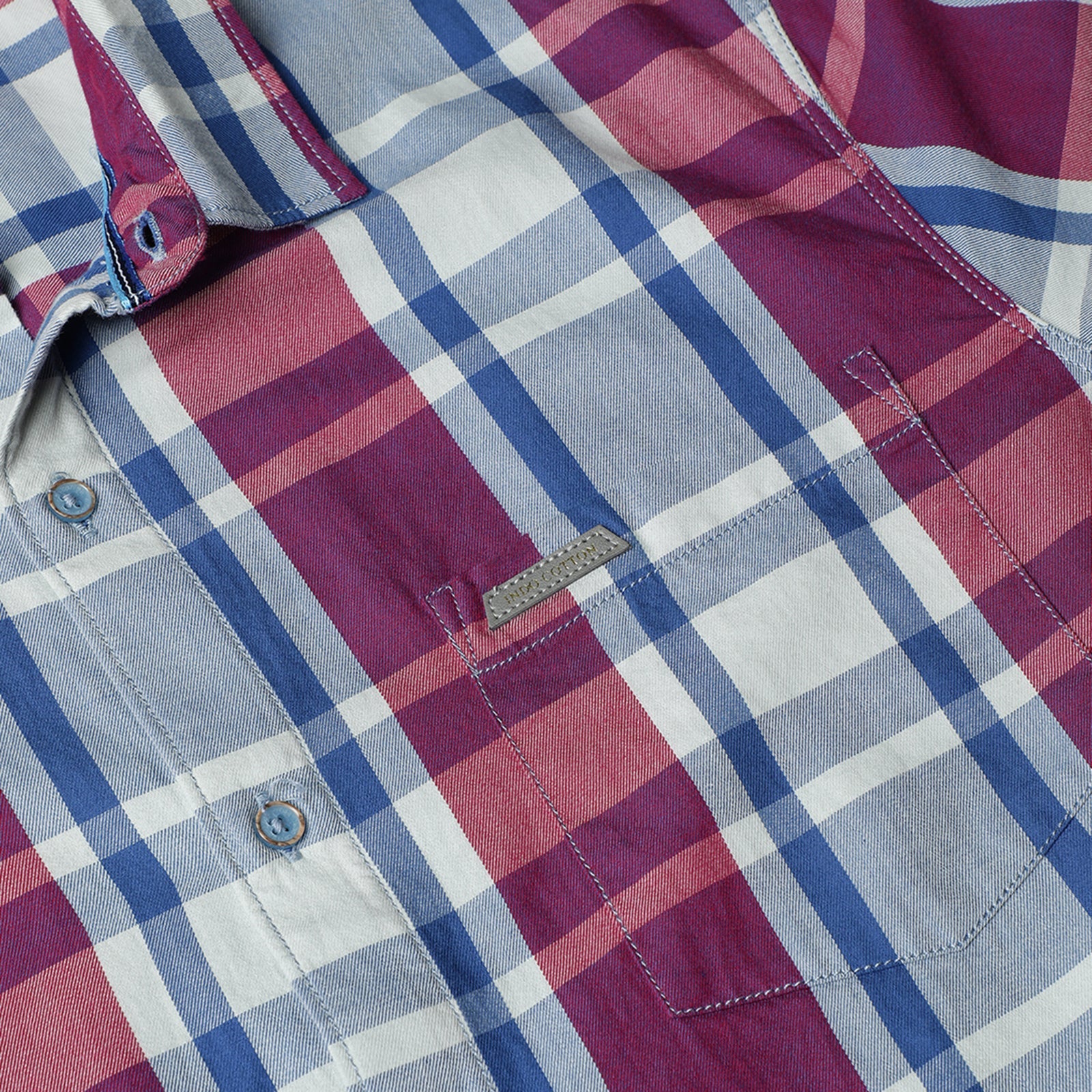 Purple & Blue Full Sleeve Checks Shirt