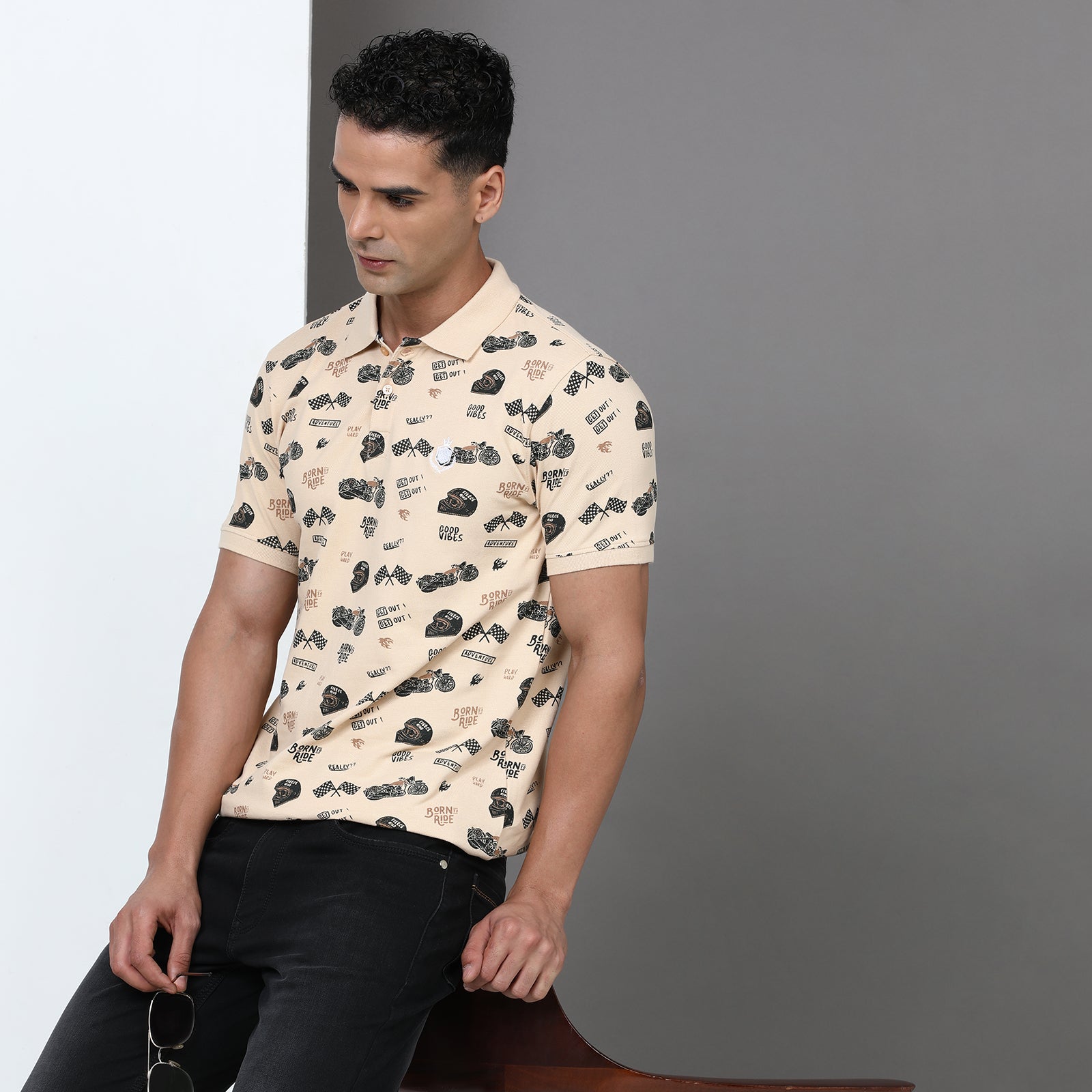 Slim Fit Printed Polo T-Shirt