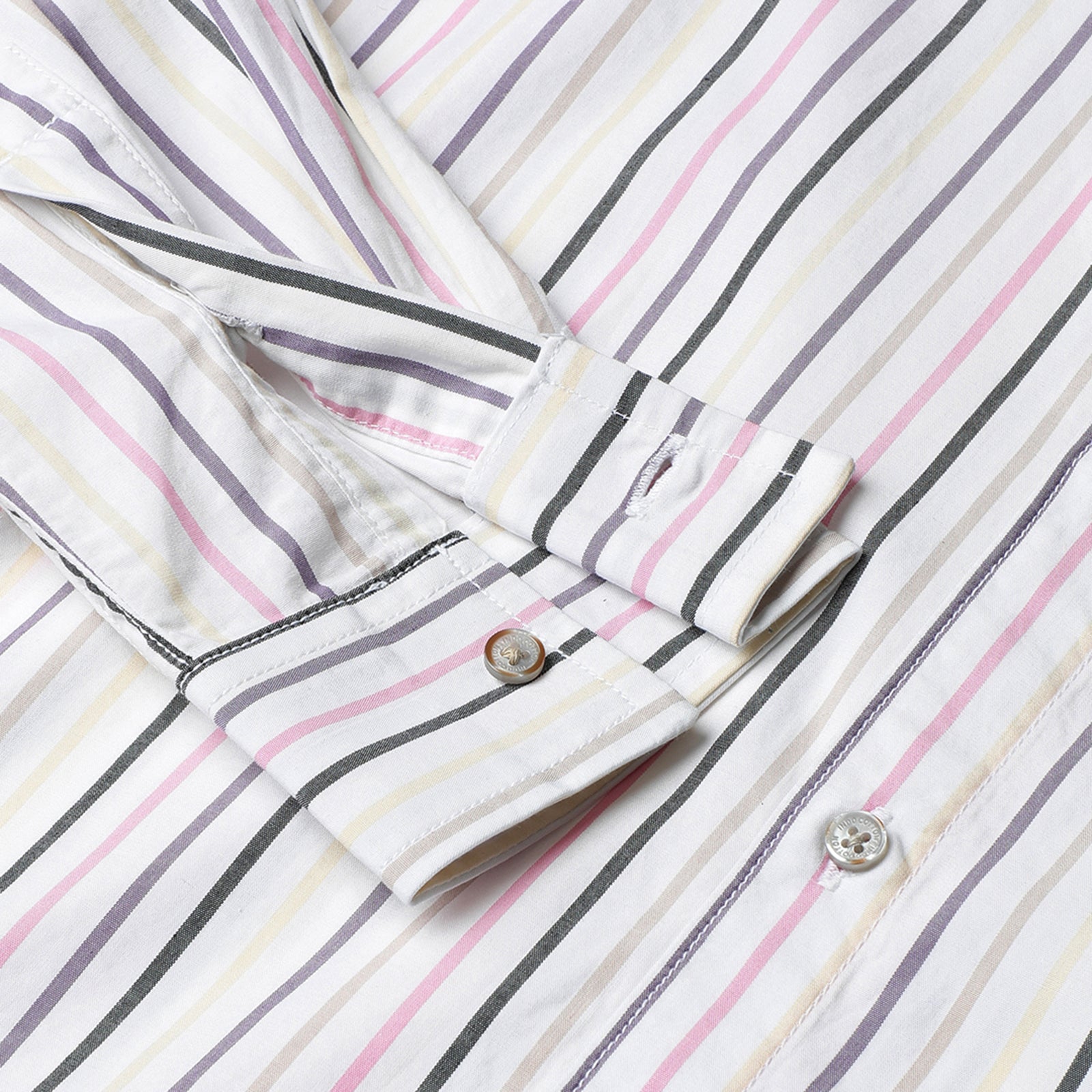 White Full Sleeve Striped Shirt