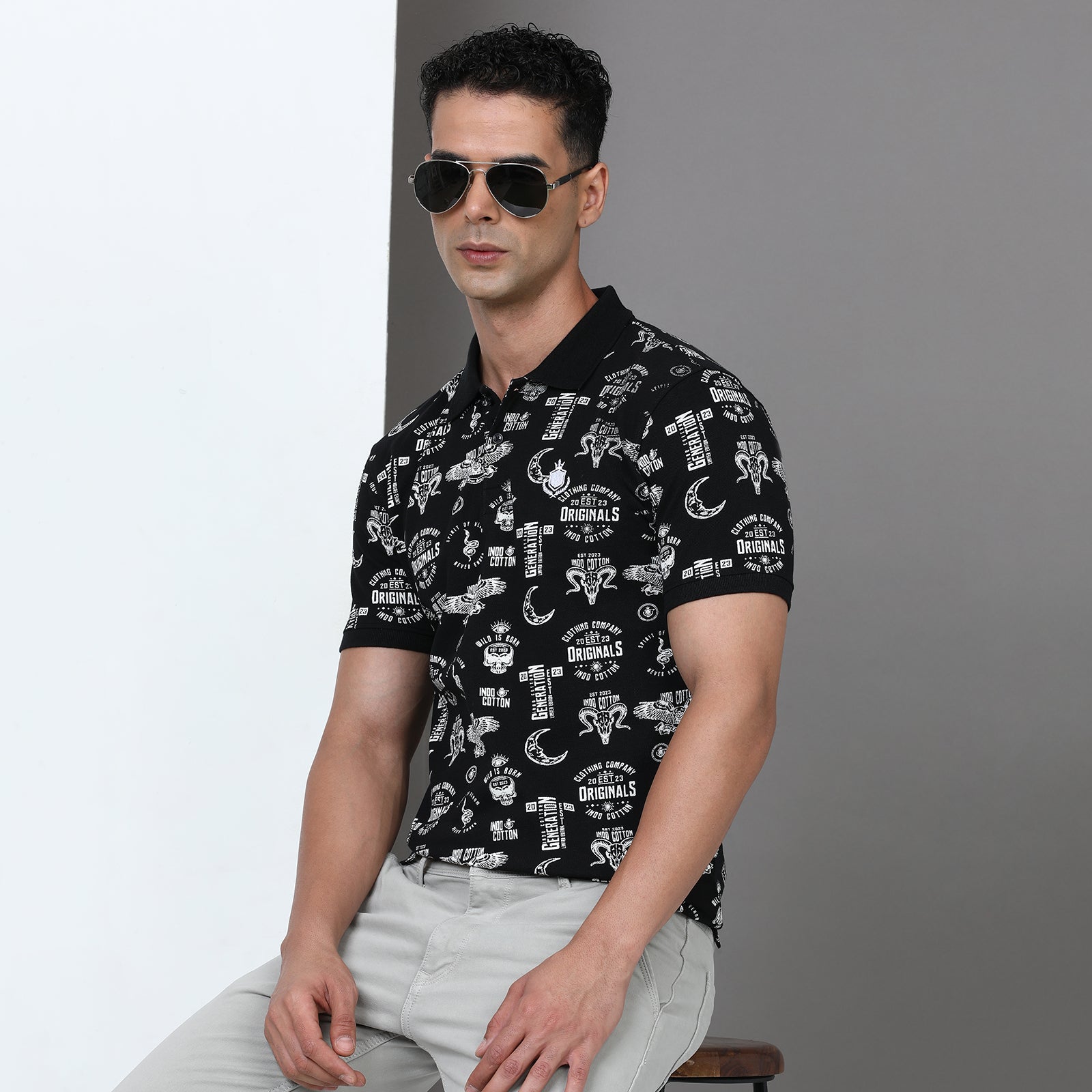 Slim Fit Printed Polo T-Shirt