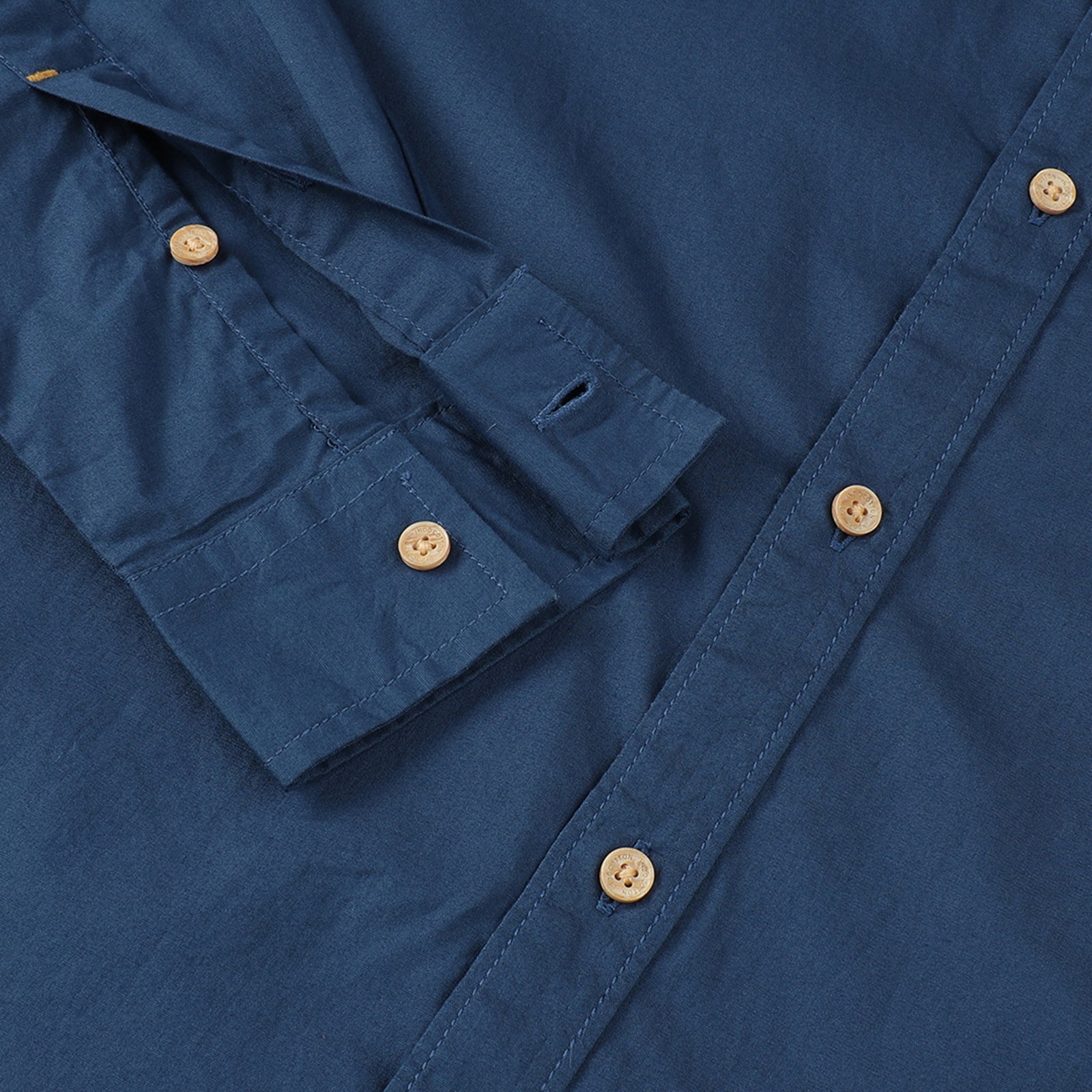 Poseidon Blue and Grit Colored Cut and Sew Full Sleeve Casual Shirt