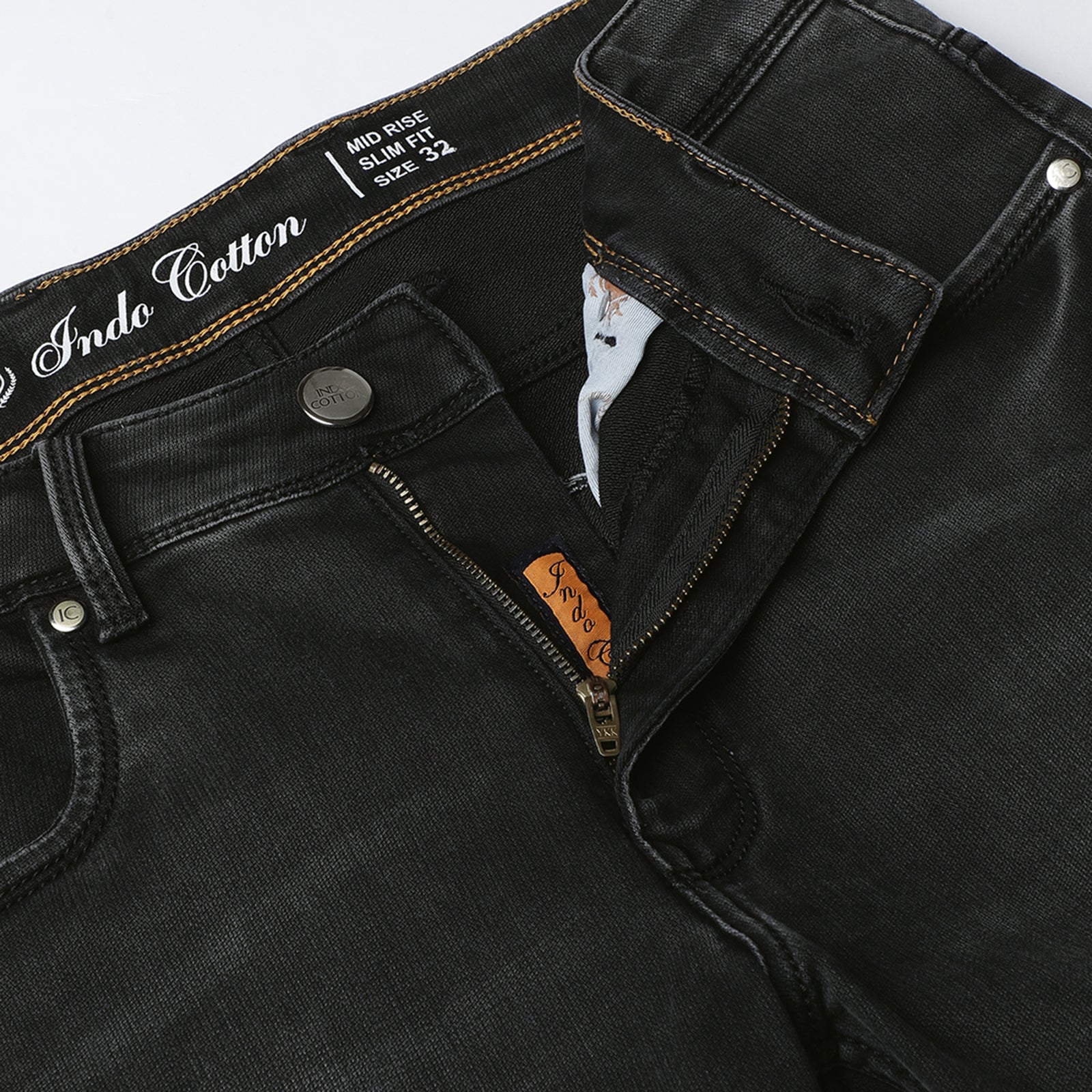 Light Wash Black Midrise Slim Fit Jeans