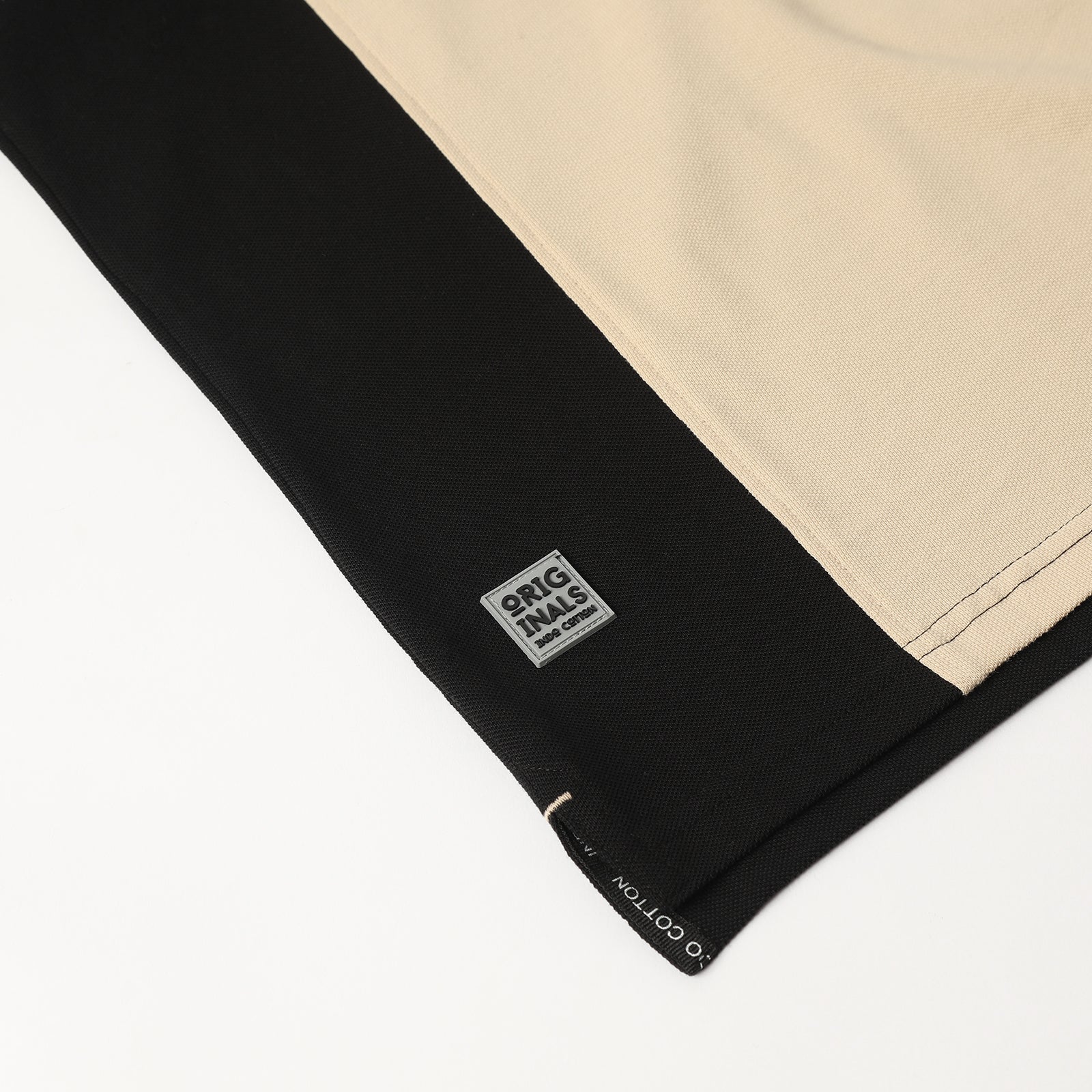 Polo T-Shirt Jet Black And Honey Peach Cut & Sew