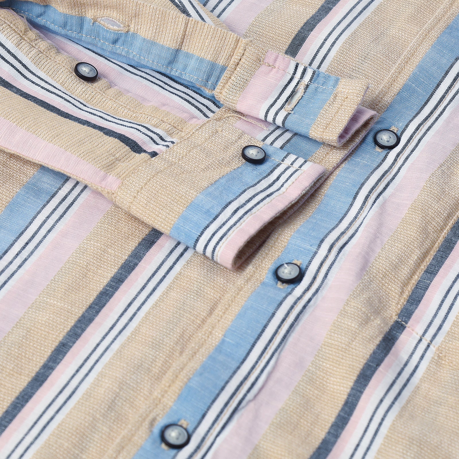 Beige Striped Full Sleeve Shirt