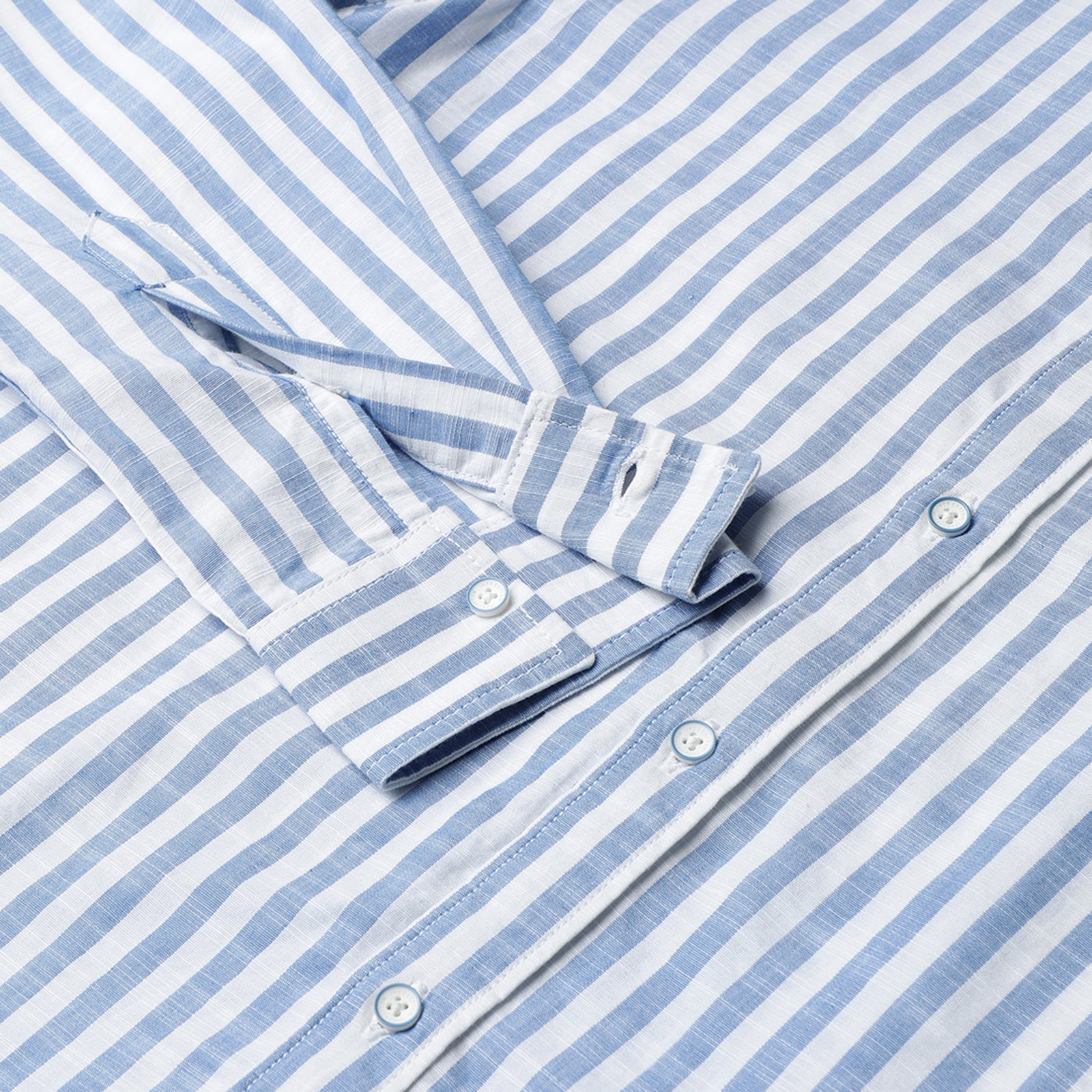 White & Navy Full Sleeve Stripes Shirt