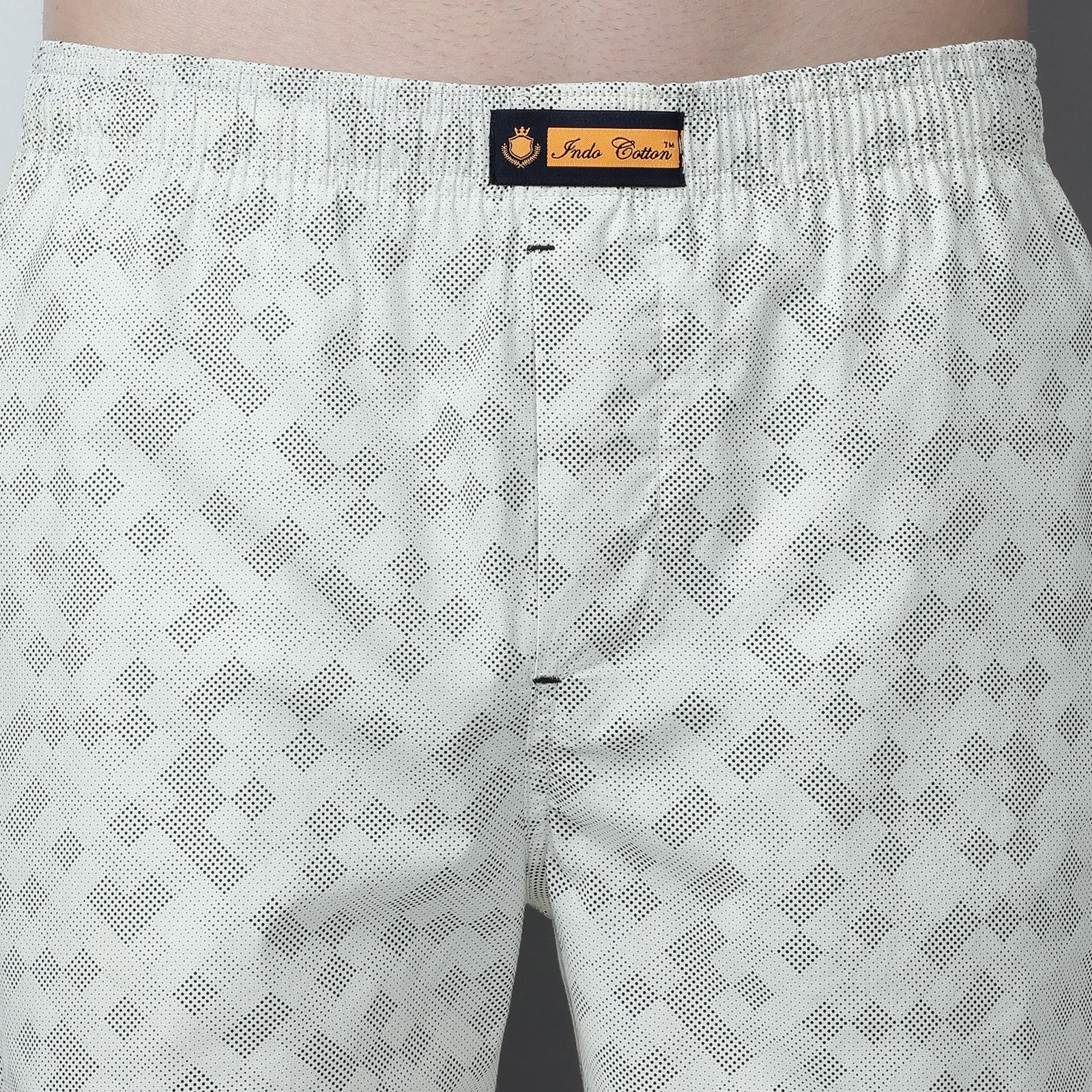 Cream Printed Men Boxer Set