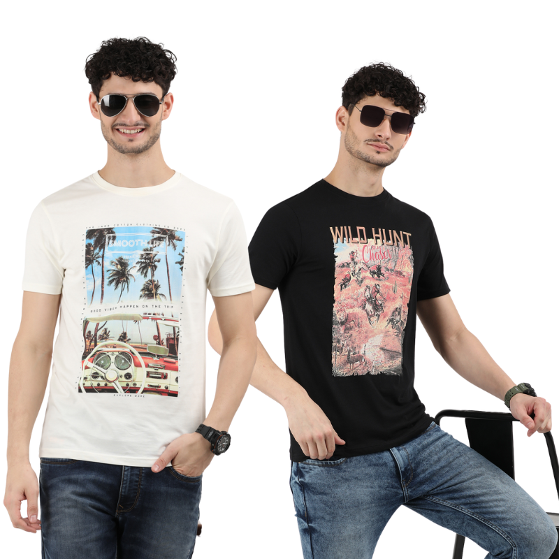 Men's Smooth Life & Wild-Hunt-Chase Graphic-Print T-Shirt Pack of 2