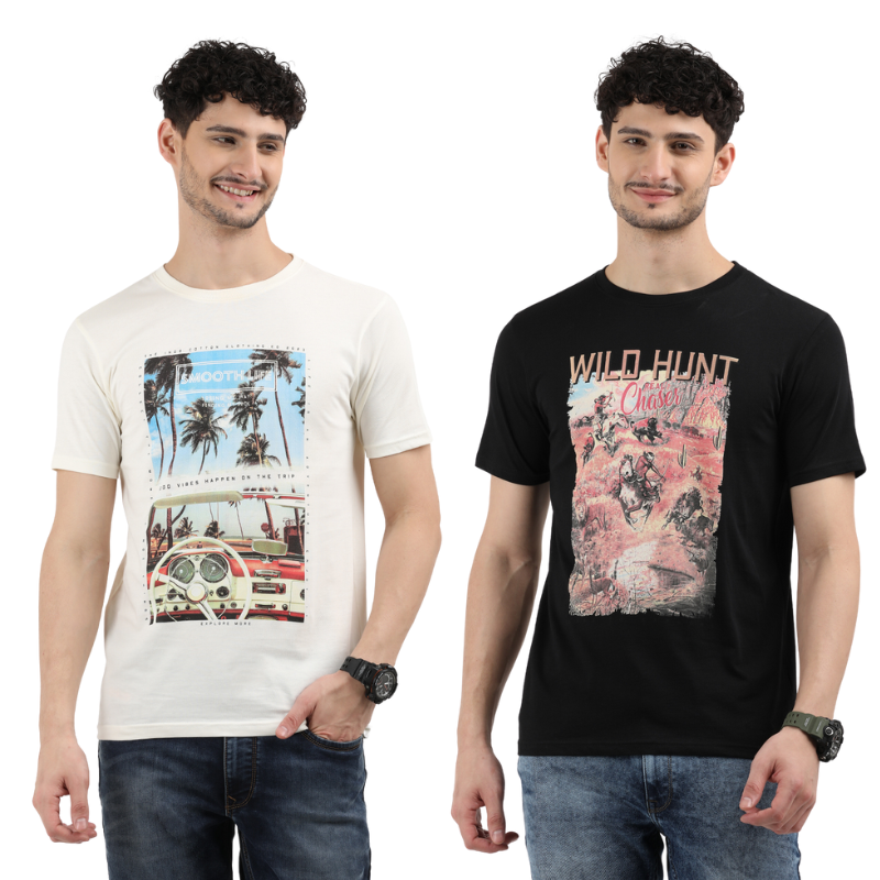 Men's Smooth Life & Wild-Hunt-Chase Graphic-Print T-Shirt Pack of 2