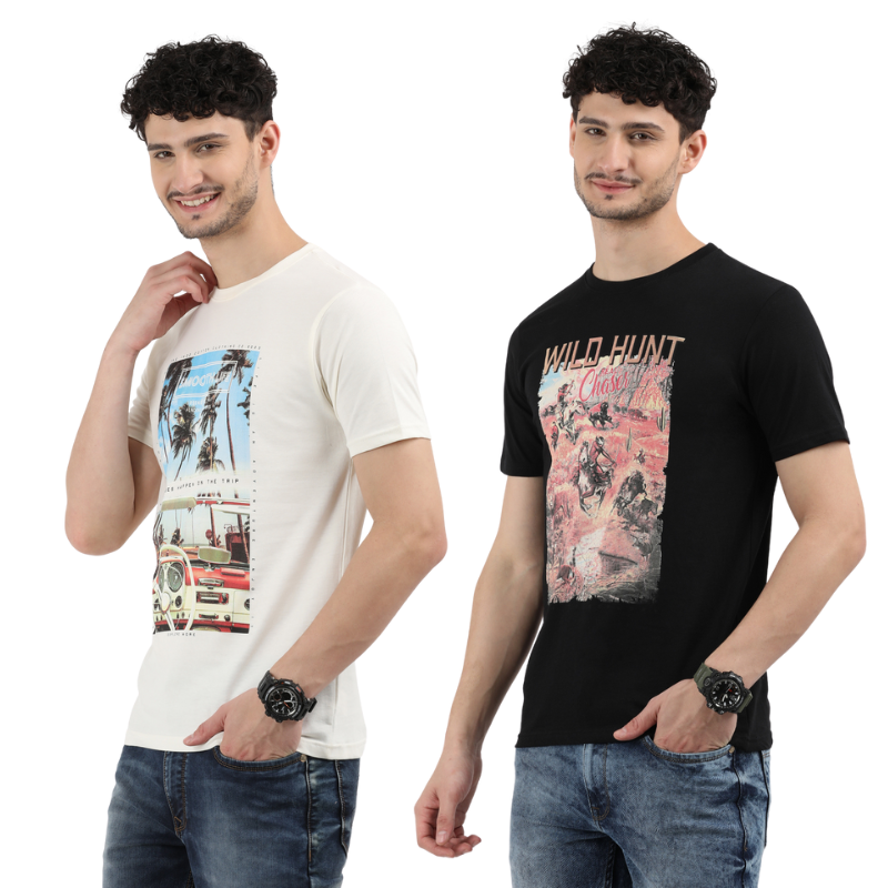 Men's Smooth Life & Wild-Hunt-Chase Graphic-Print T-Shirt Pack of 2