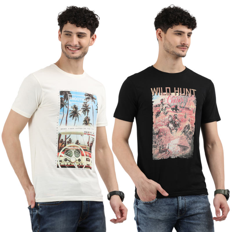 Men's Smooth Life & Wild-Hunt-Chase Graphic-Print T-Shirt Pack of 2