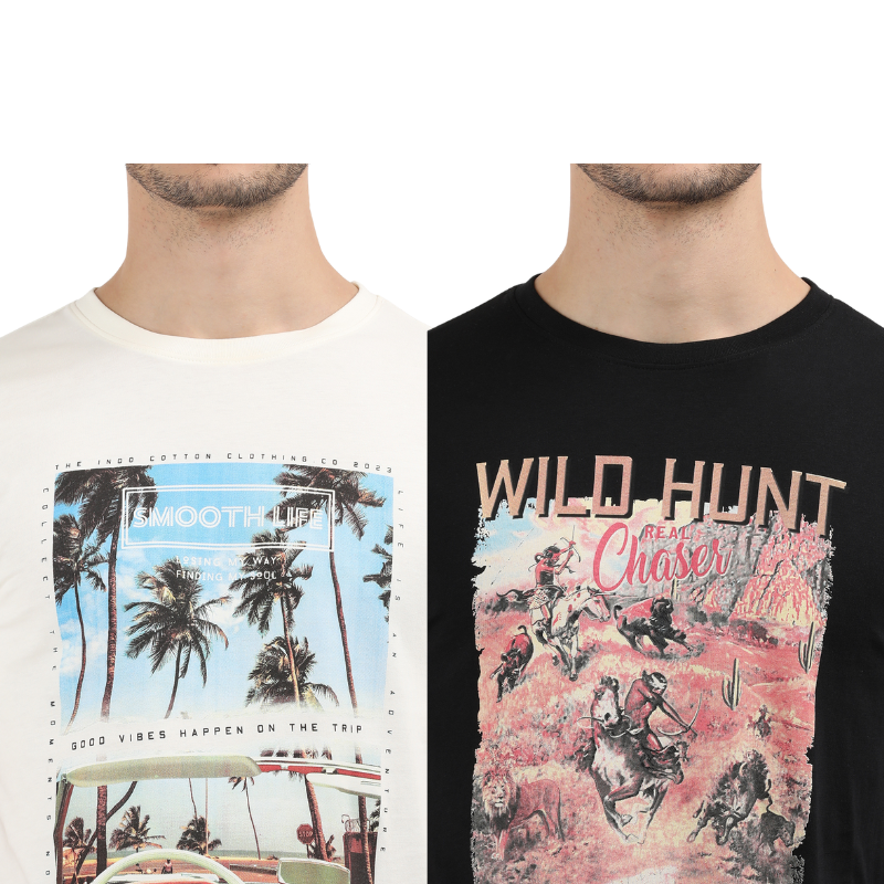 Men's Smooth Life & Wild-Hunt-Chase Graphic-Print T-Shirt Pack of 2