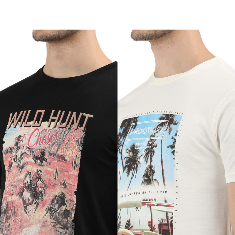 Men's Smooth Life & Wild-Hunt-Chase Graphic-Print T-Shirt Pack of 2