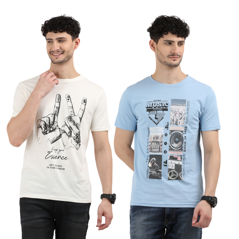 Men's Keep Your Essence & Vintage Music Festival Graphic T-Shirt Pack Of 2