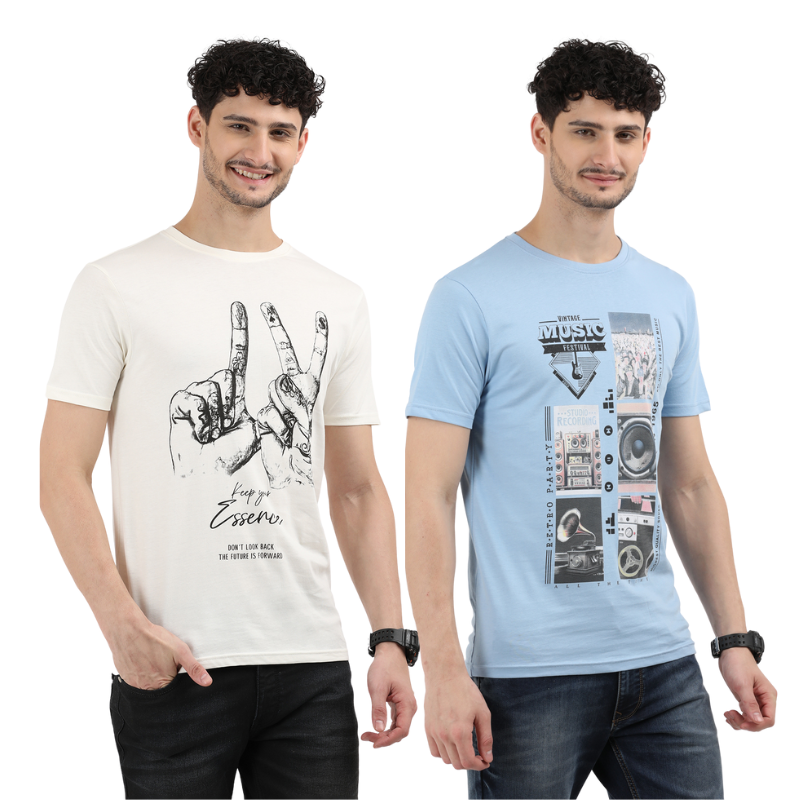 Men's Keep Your Essence & Vintage Music Festival Graphic T-Shirt Pack Of 2