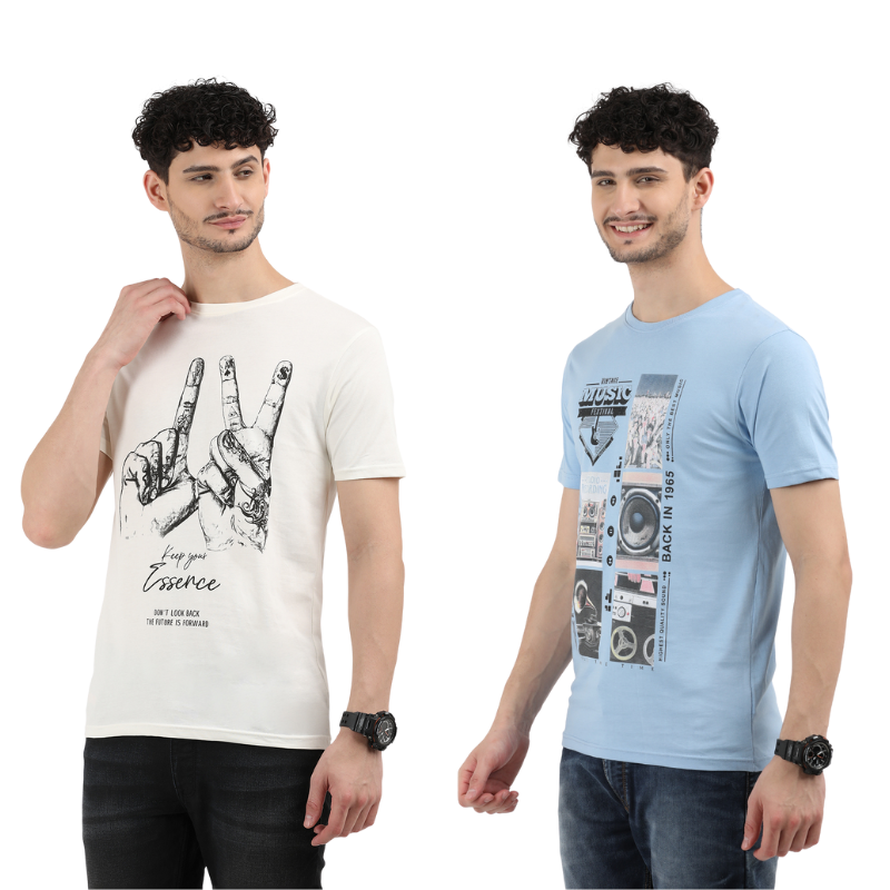 Men's Keep Your Essence & Vintage Music Festival Graphic T-Shirt Pack Of 2