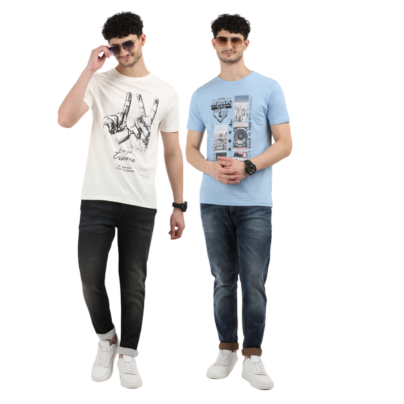 Men's Keep Your Essence & Vintage Music Festival Graphic T-Shirt Pack Of 2