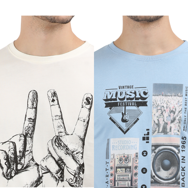 Men's Keep Your Essence & Vintage Music Festival Graphic T-Shirt Pack Of 2