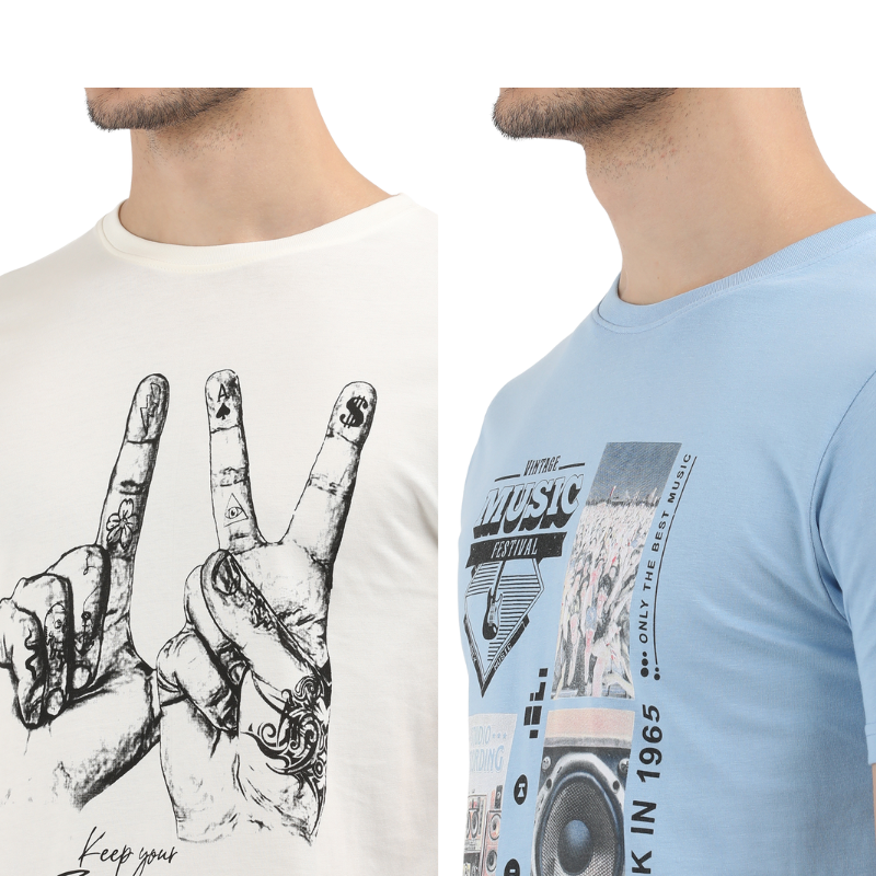 Men's Keep Your Essence & Vintage Music Festival Graphic T-Shirt Pack Of 2