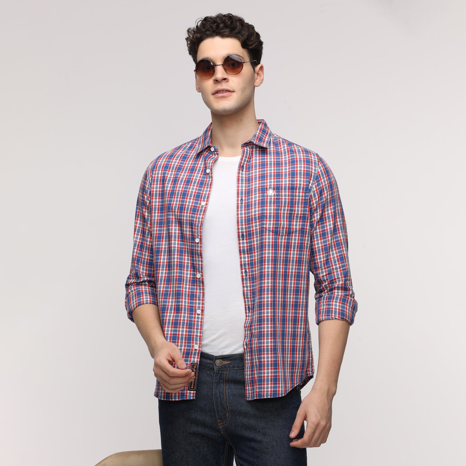 Men's Checkered Slim Fit Shirt With patch Pocket