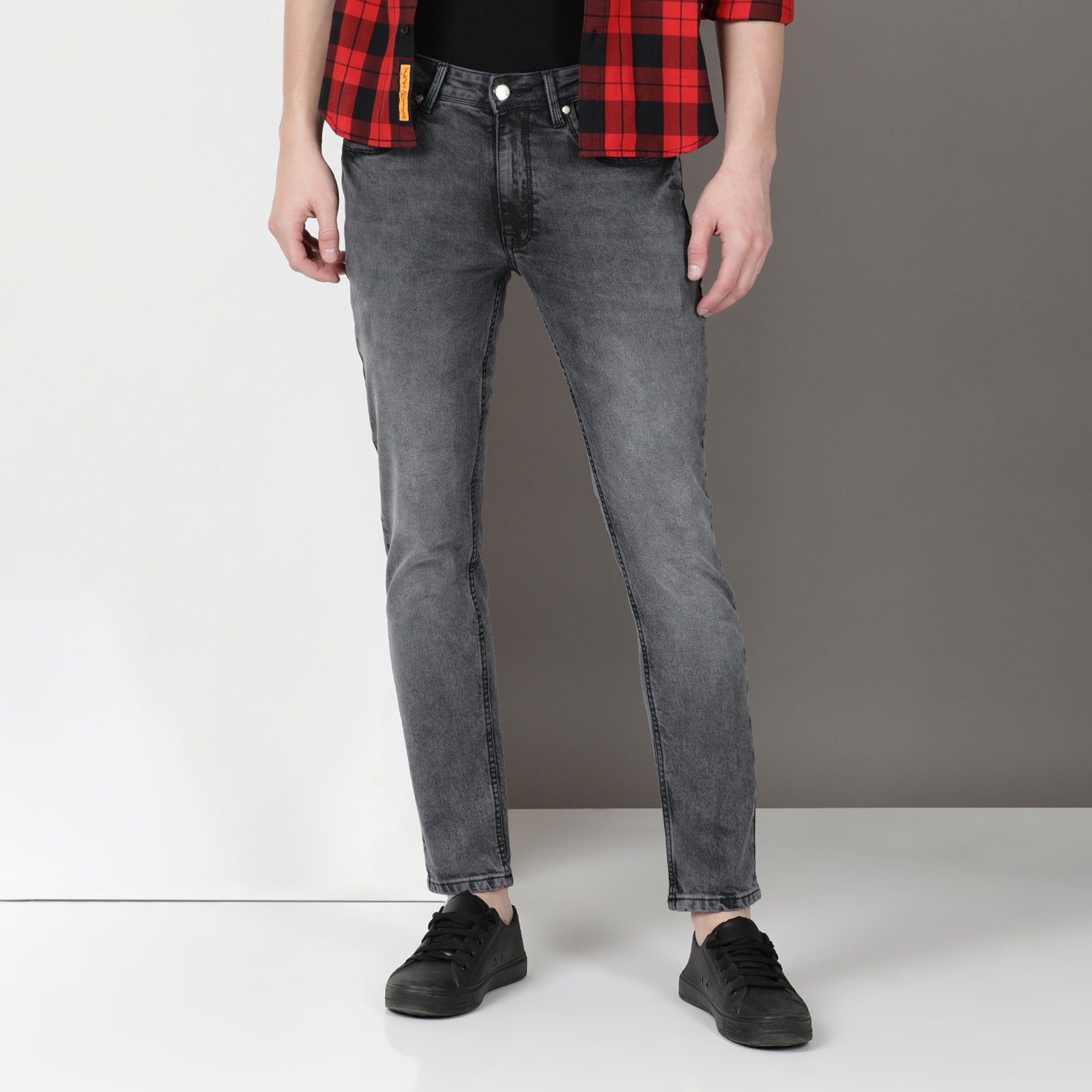 Dark Wash Black Midrise Slim Fit Jeans