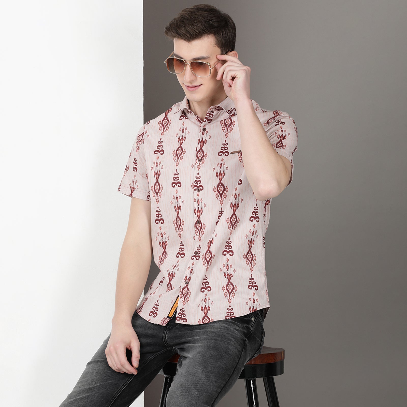 Cameo Rose Printed Half Sleeve Shirt