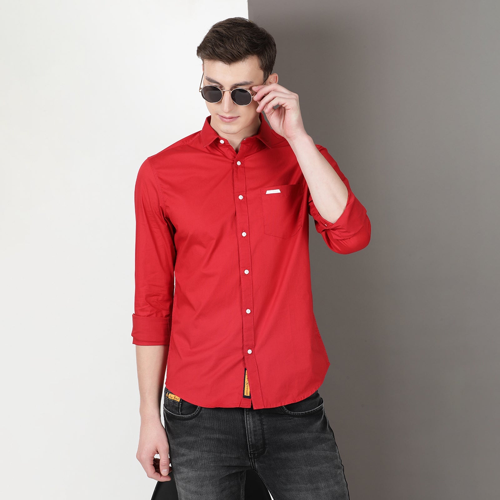 Red Solid Full Sleeve Shirt