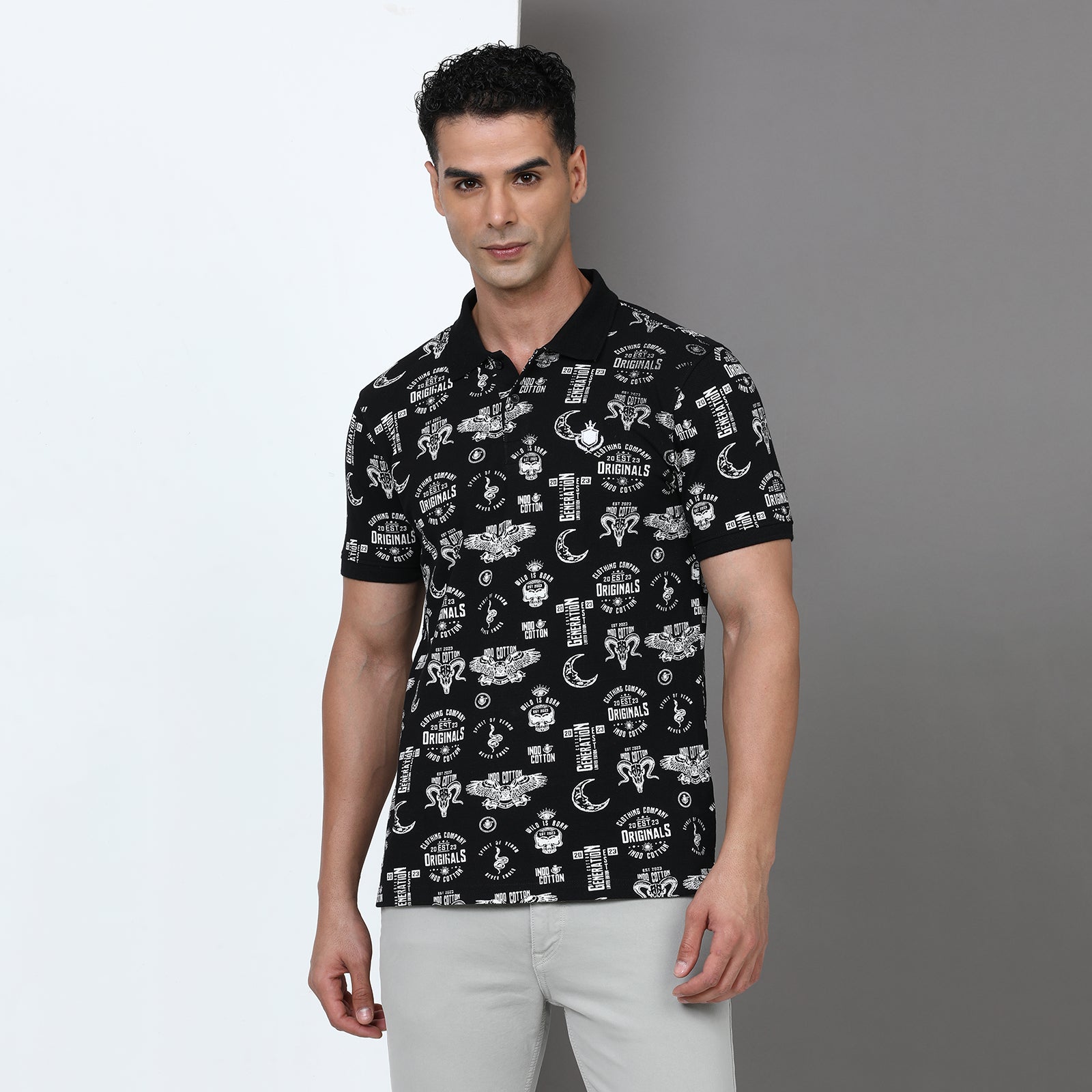 Slim Fit Printed Polo T-Shirt