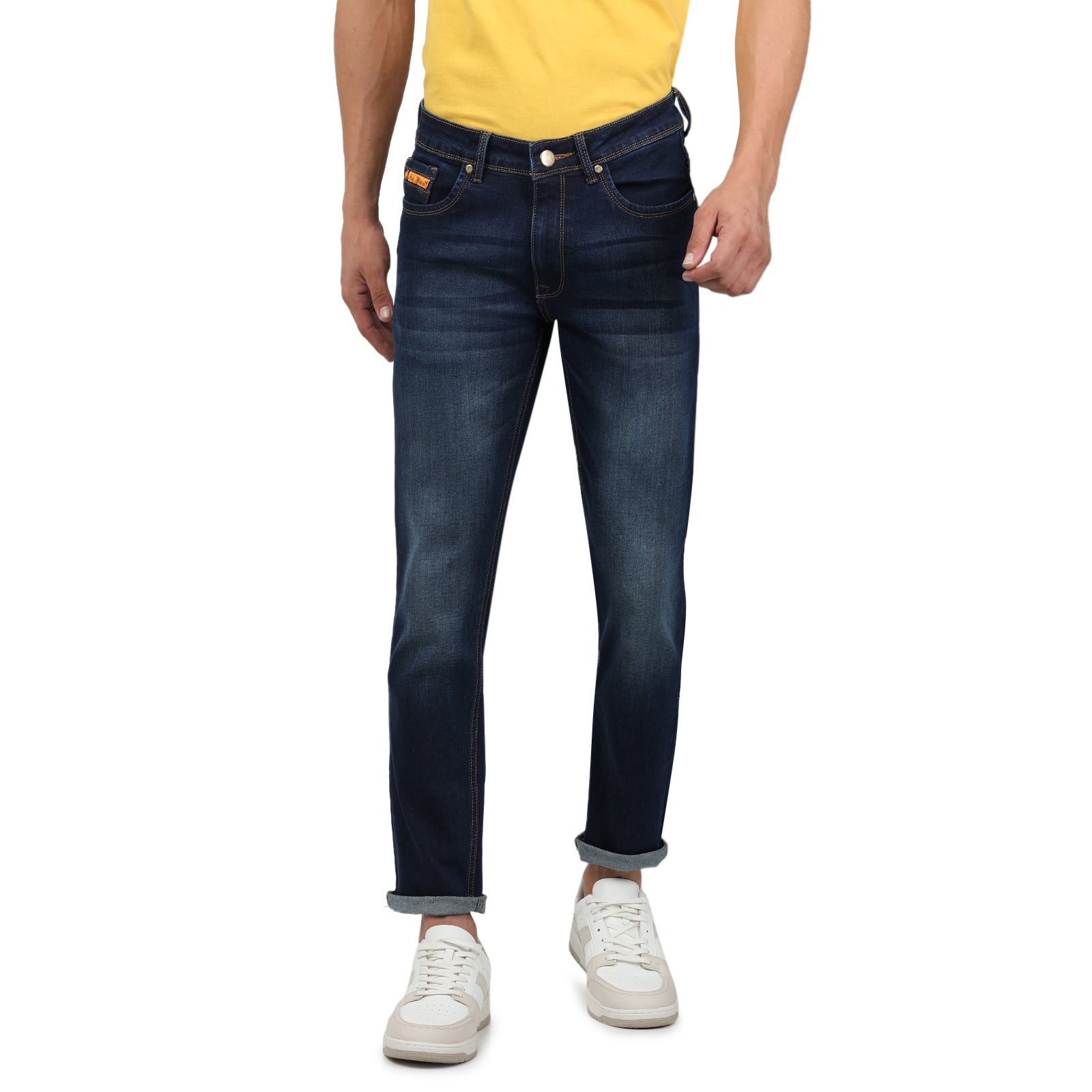 Navy Blue Light Wash Slim Fit Jeans