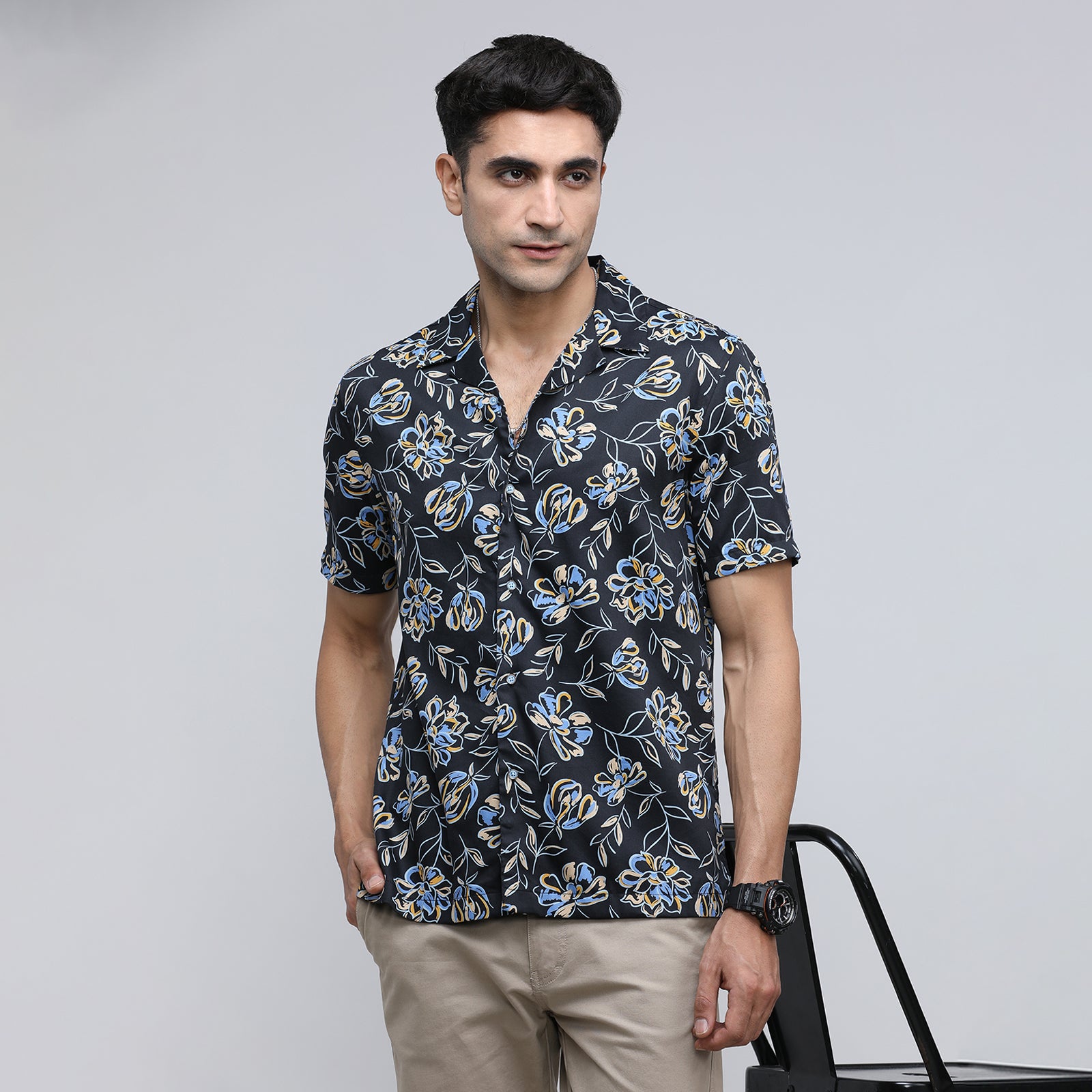 Indo Cotton Men's Half Sleeve Printed Shirt