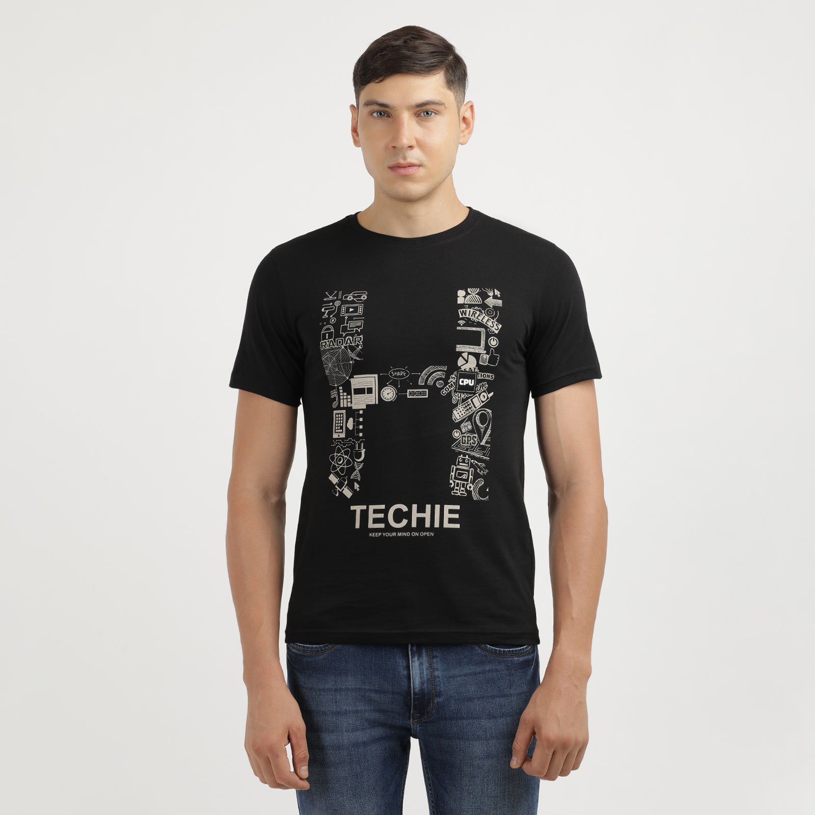 Techie Graphic Print Men's Crew Neck T-shirt