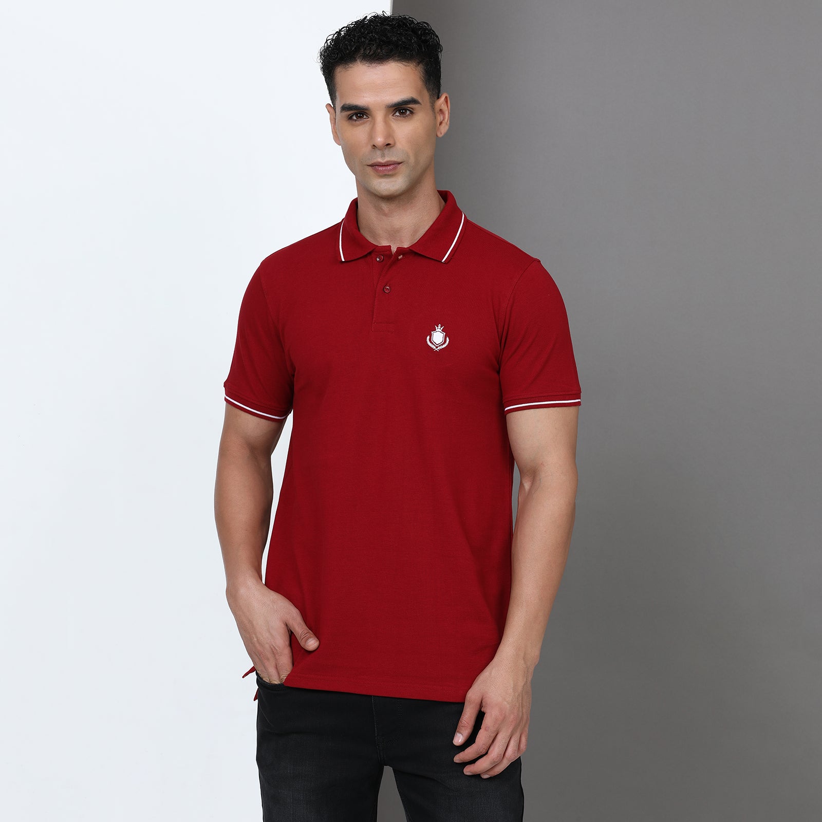 Solid Men Slim Fit Polo T-Shirt