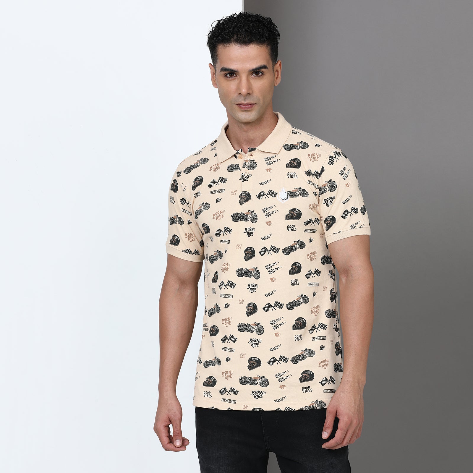 Slim Fit Printed Polo T-Shirt