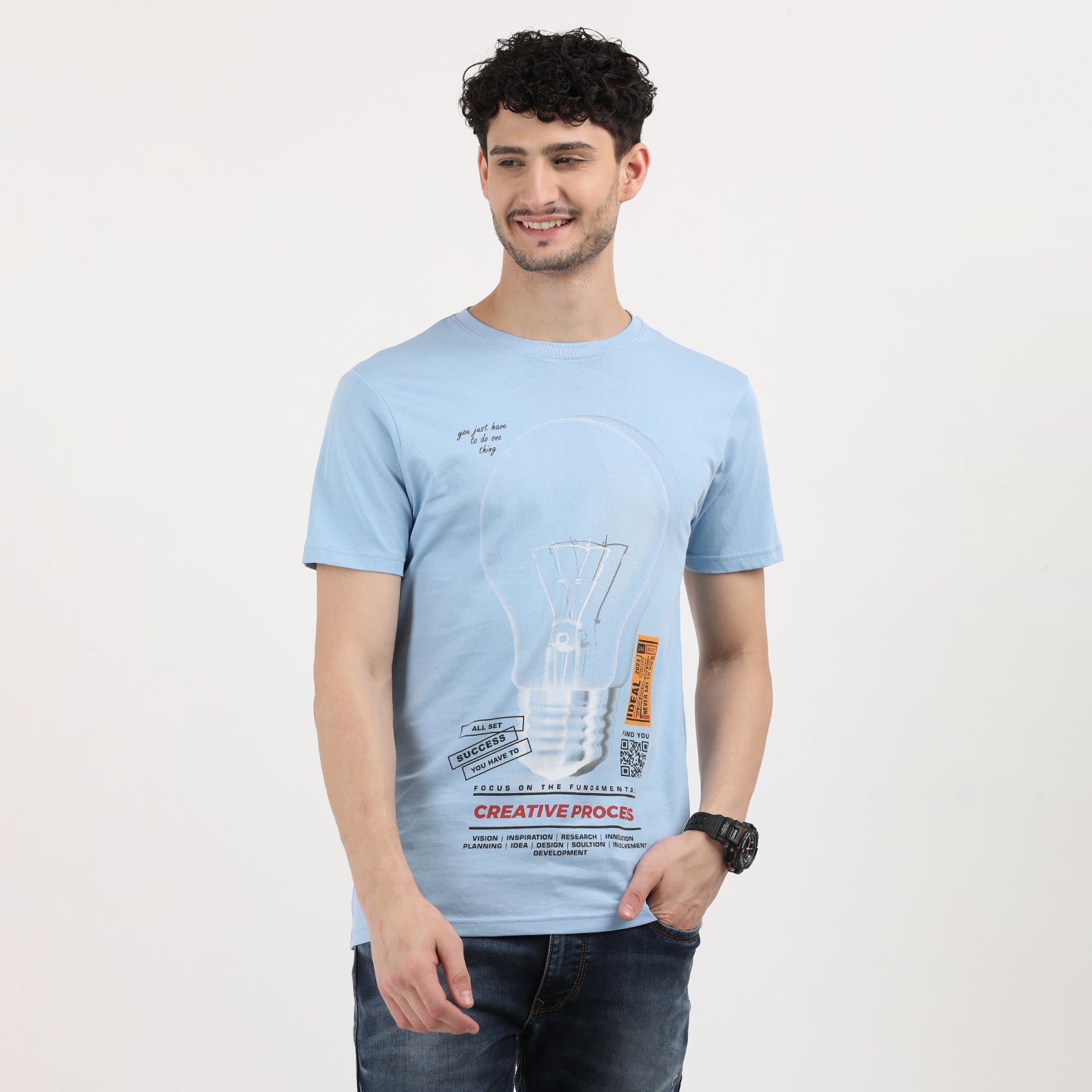 Powder Blue Men's Creative Process Bulb Graphic Tee