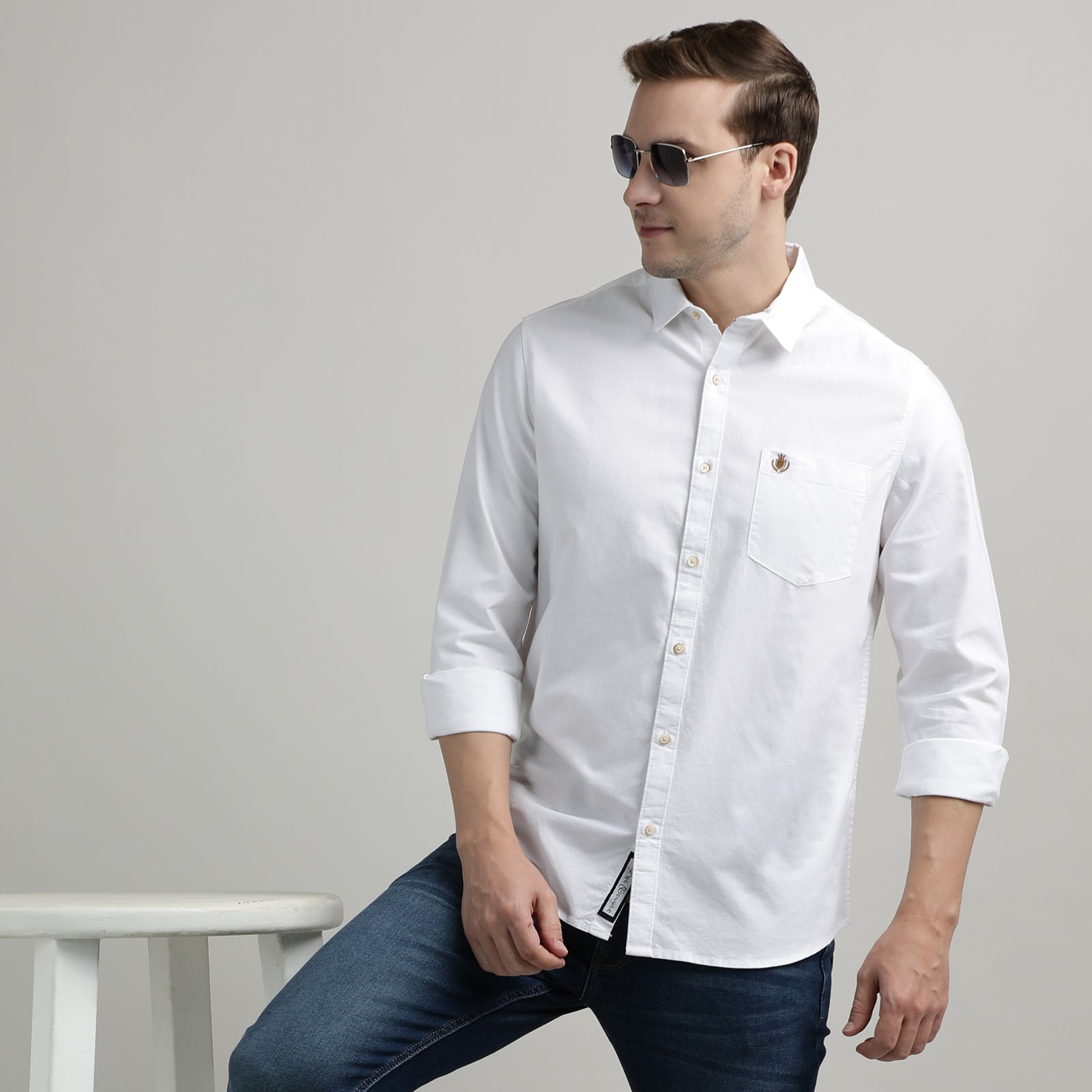 White Solid Full Sleeve Shirt