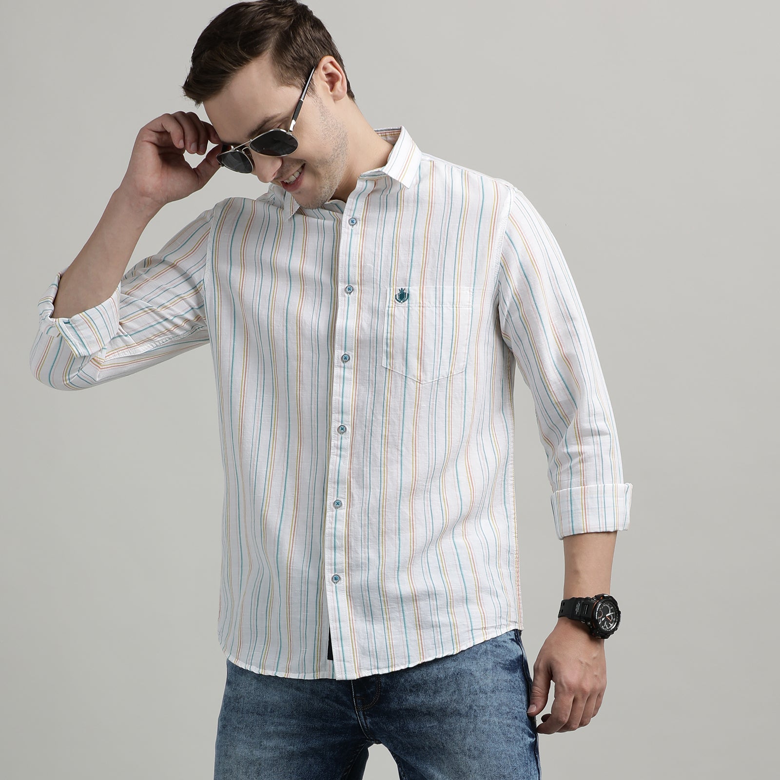 White Striped Full Sleeve Shirt