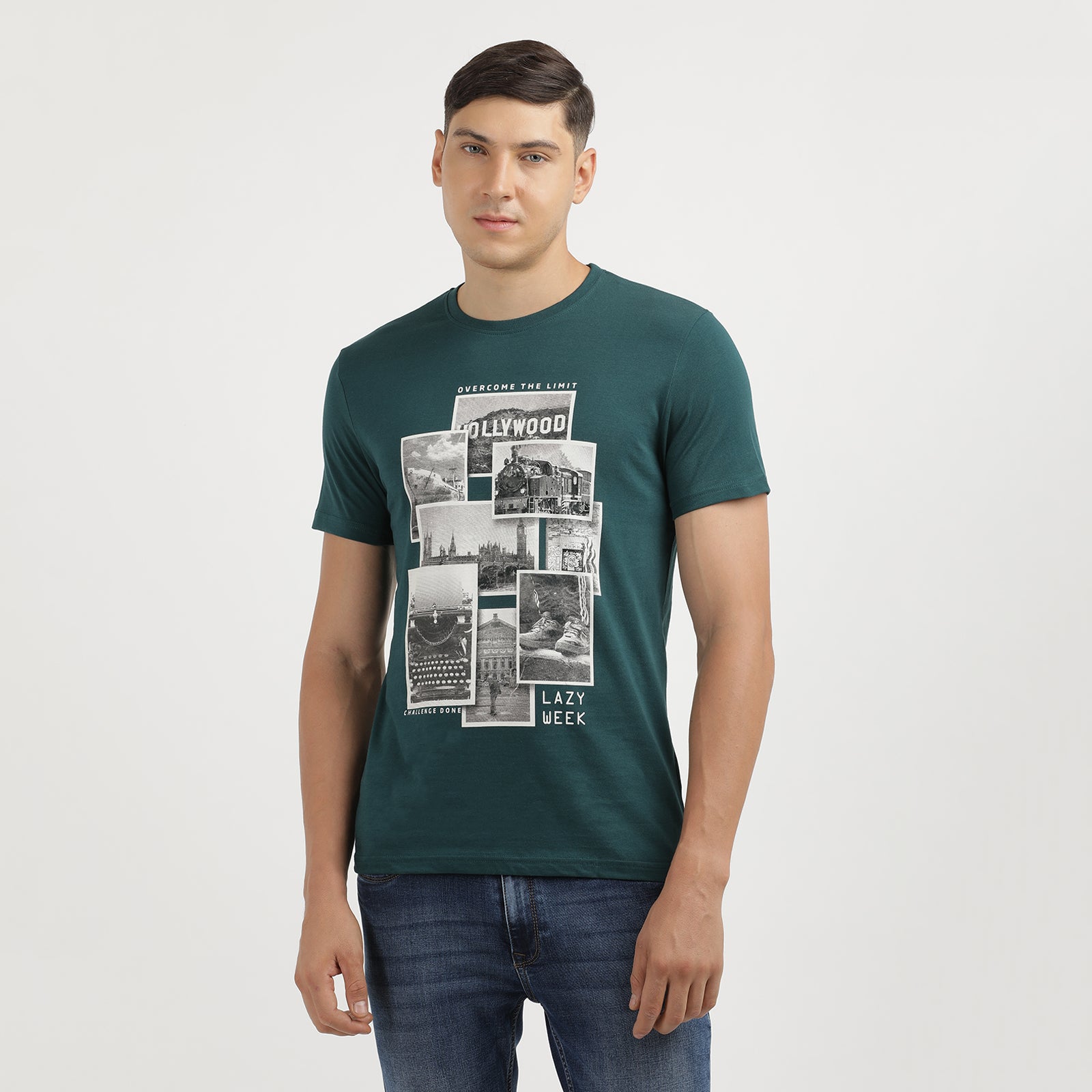 Men's Dark Sea Over The Limit Crew Neck Graphic Printed T-Shirt