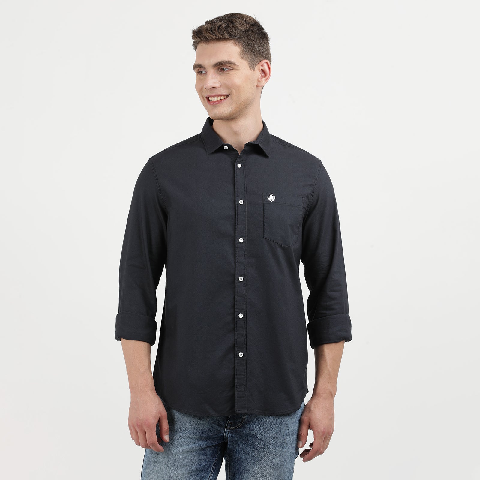 Dark Navy Solid Full Sleeve Casual Shirt