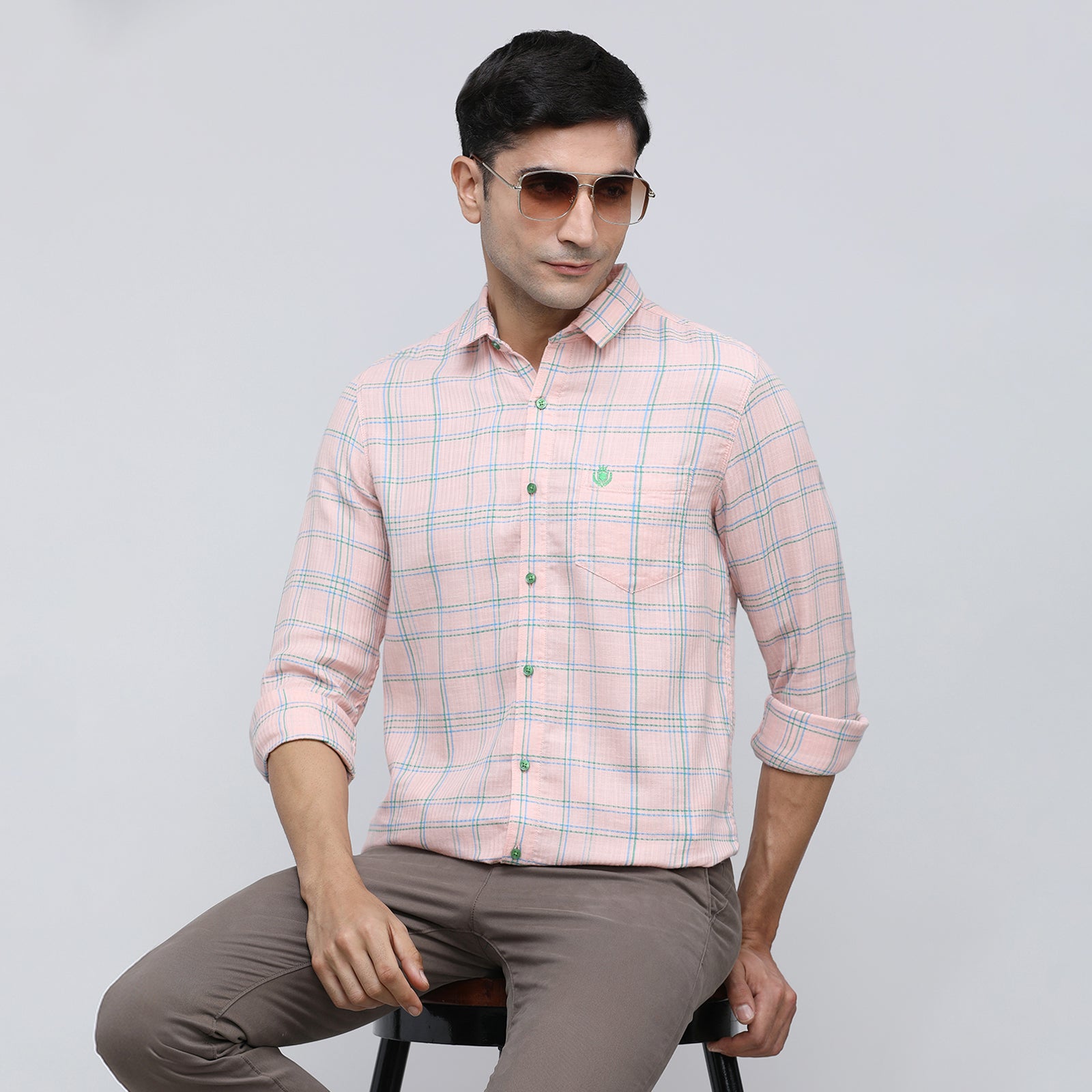 Indo Cotton Men's Checkered Full Sleeve Shirt