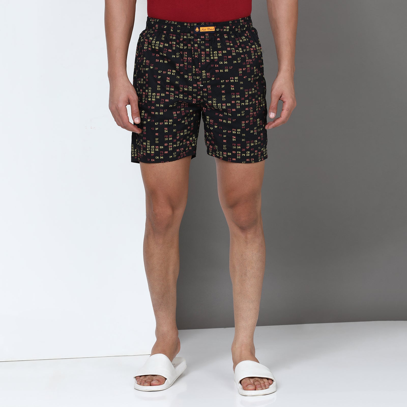 Black Printed Short Thigh Short