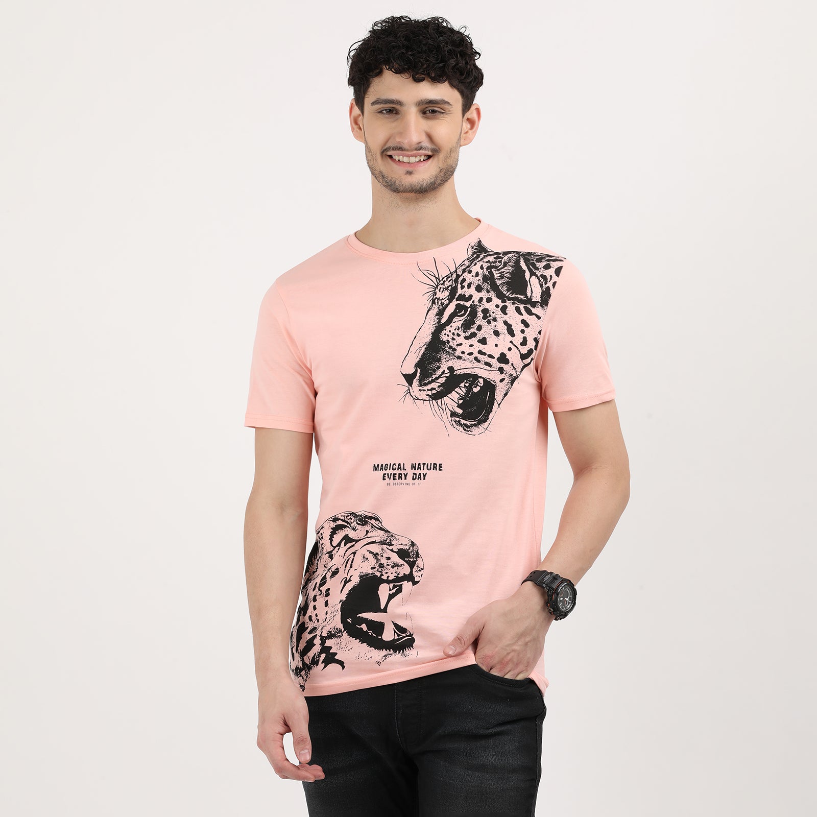 Impatiens Pink Roaring Style Leopard Print T-Shirt