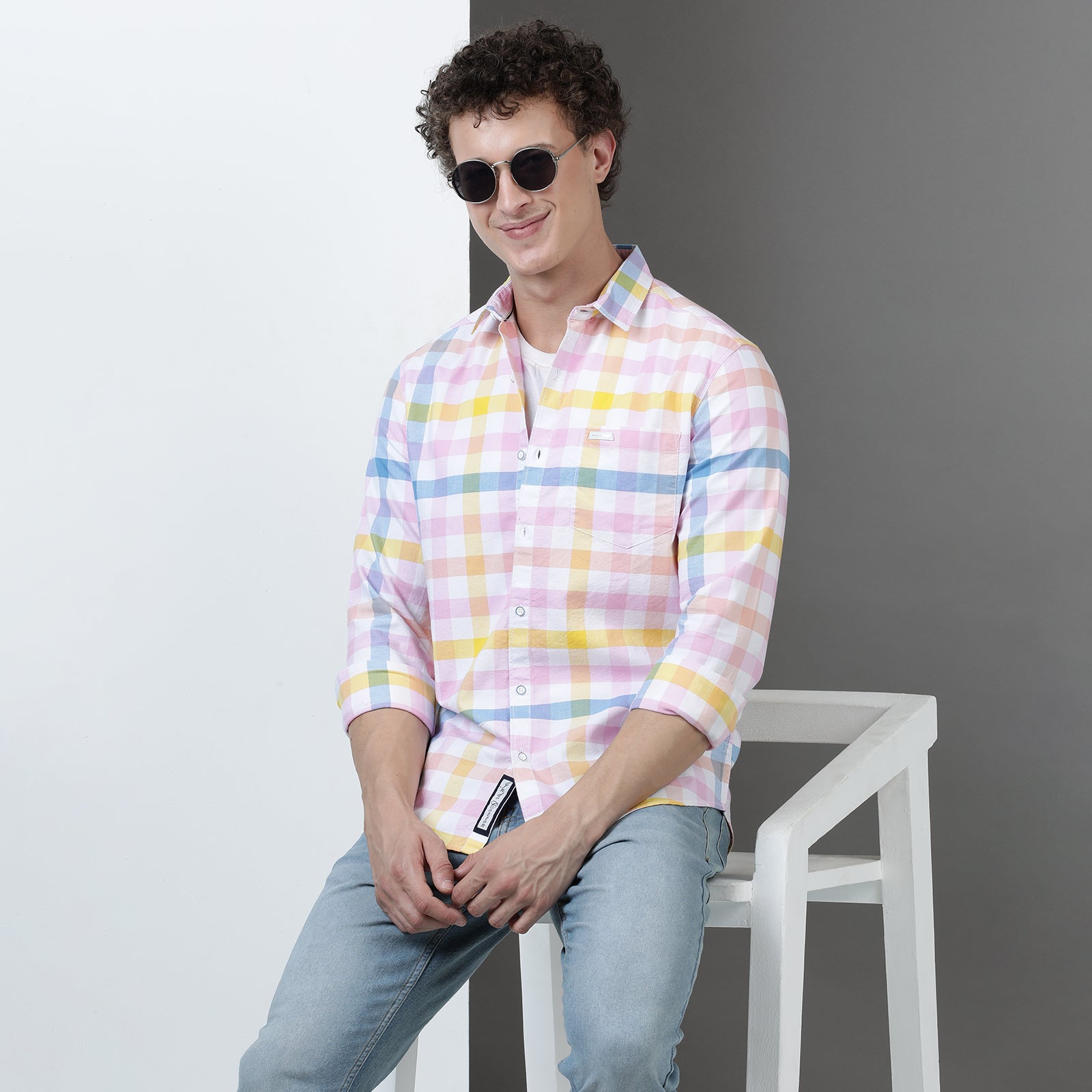 White Yarn Dyed Checks Full Sleeve Shirt