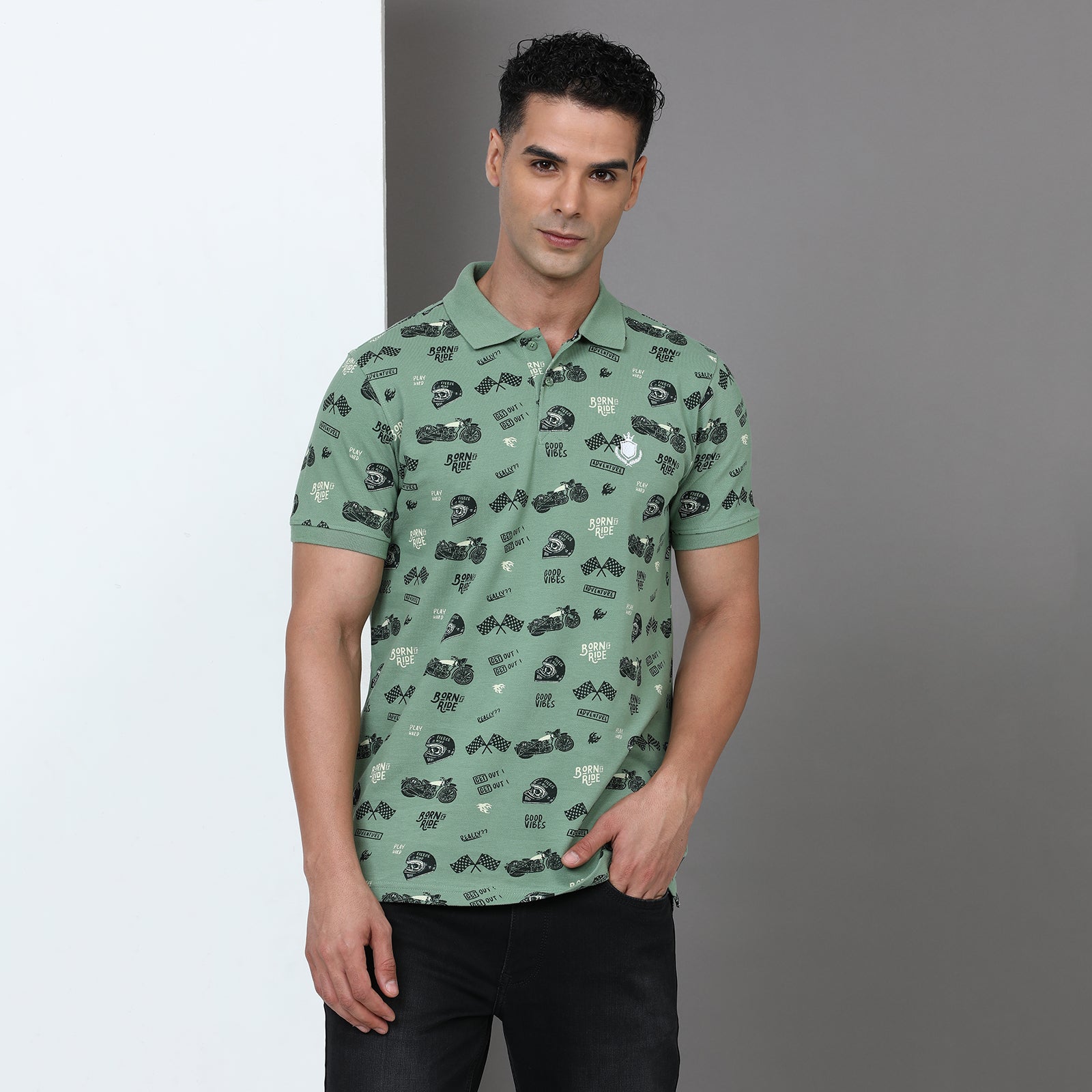 Slim Fit Printed Polo T-Shirt