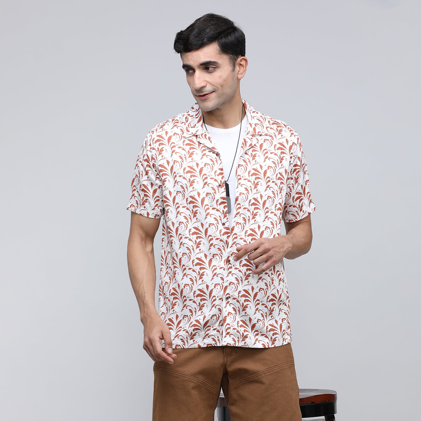 Indo Cotton Men's Printed Half Sleeve Shirt