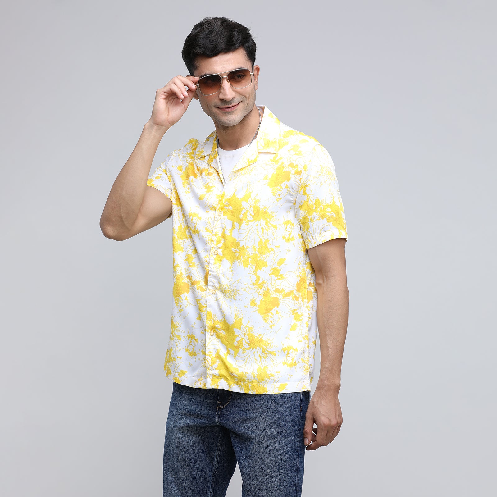 Indo Cotton Men's Printed Half Sleeve Shirt